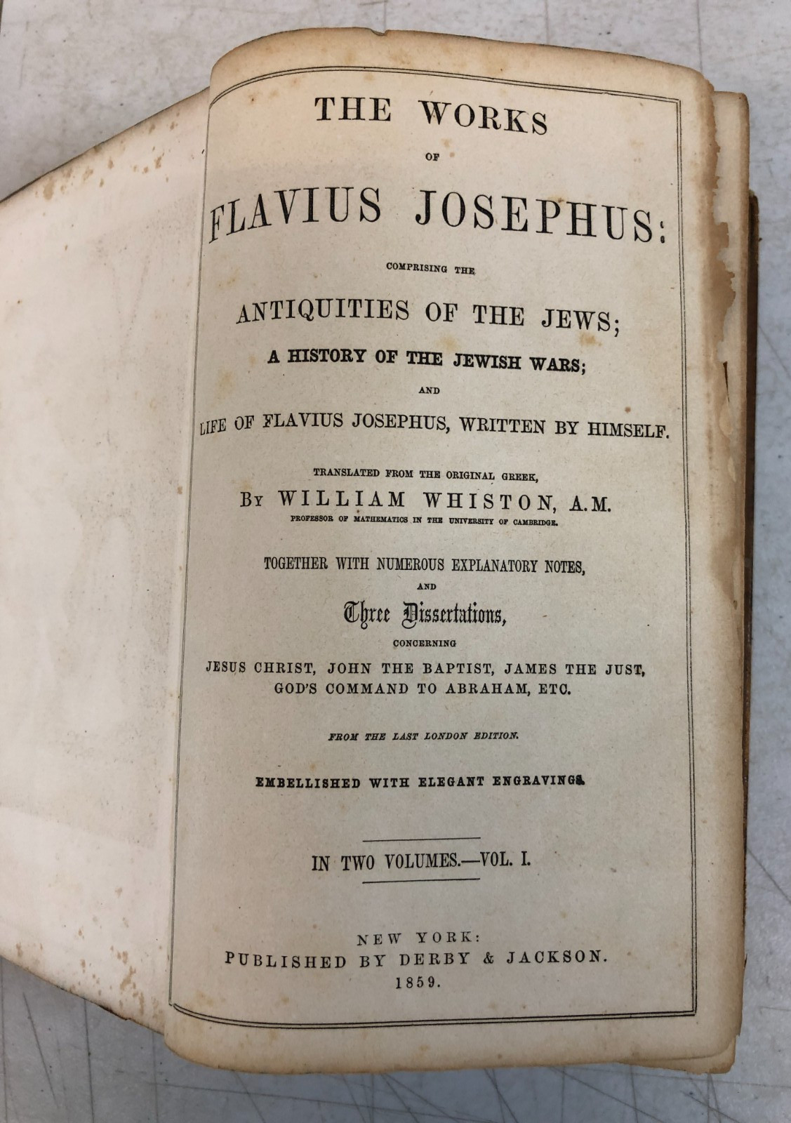 The Works of Flavius Josephus, Vol I, 1859, E-23