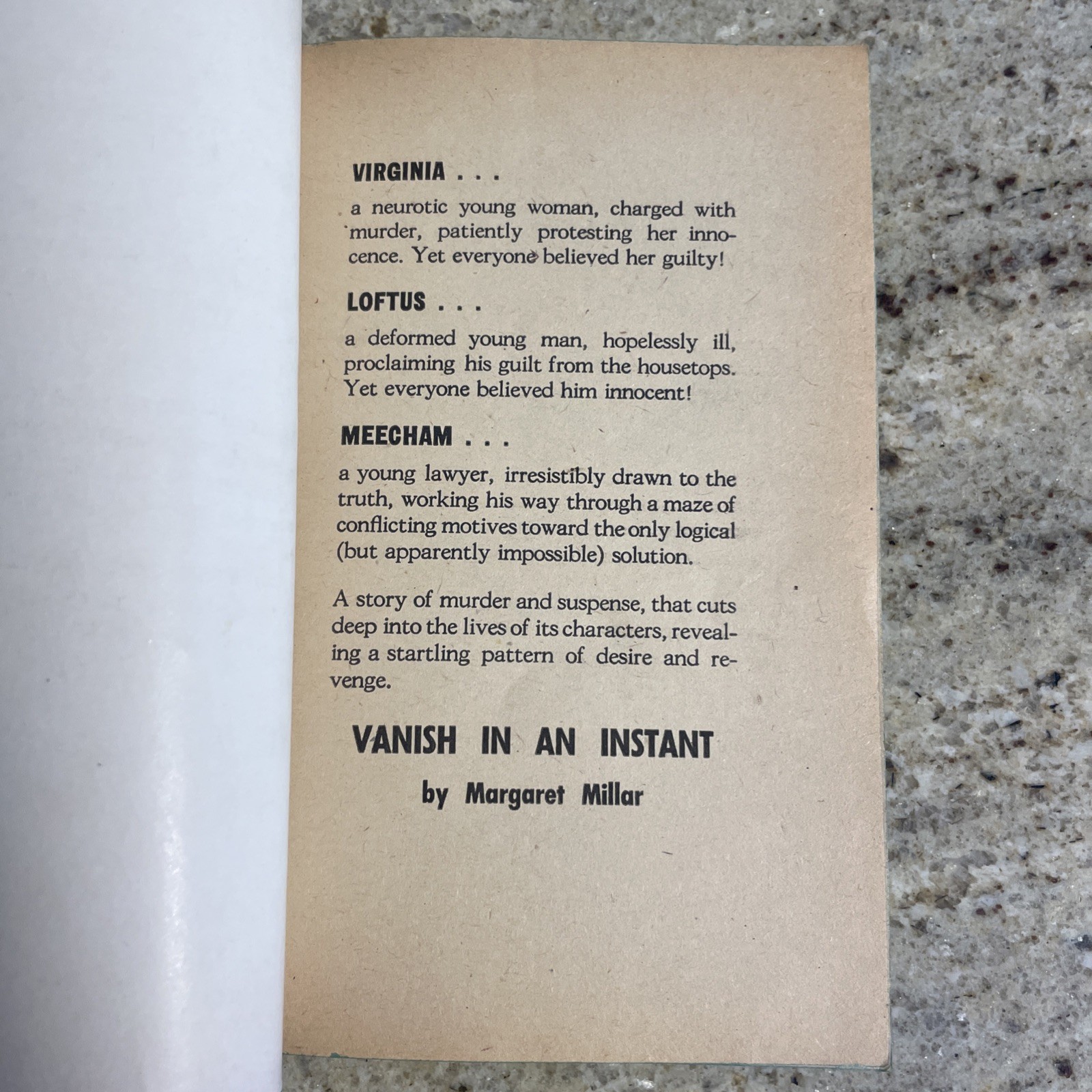 Vanish In An Instant by Margaret Millar DELL Paperback #730 Rare Mystery