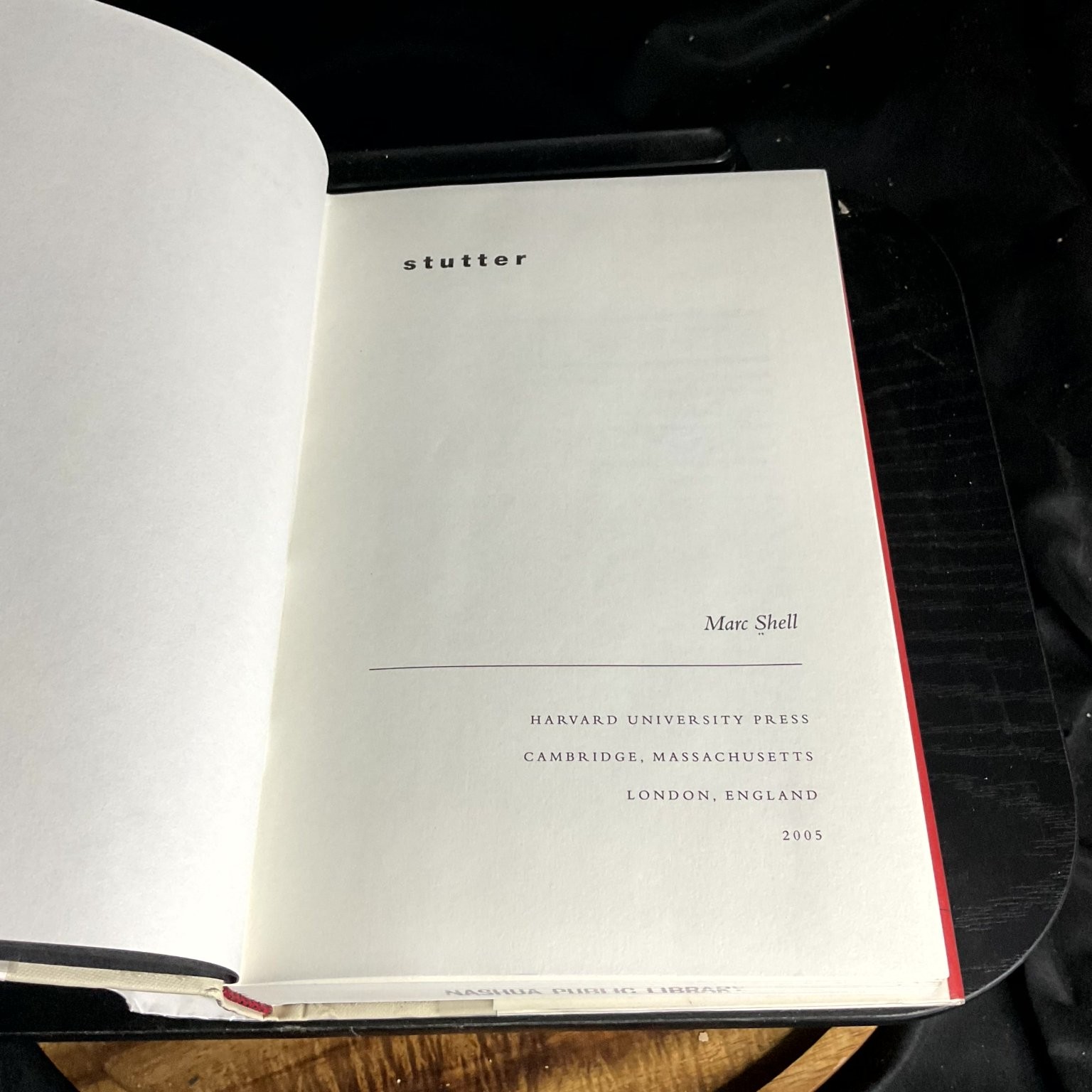 Stutter Marc Shell 2005 Harvard University Press Language