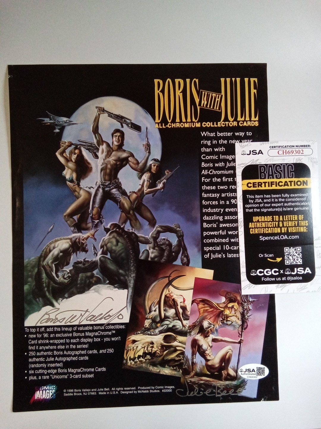 Boris Vallejo & Julie Bell Signed Color 8.5″x11″ Print JSA – DK