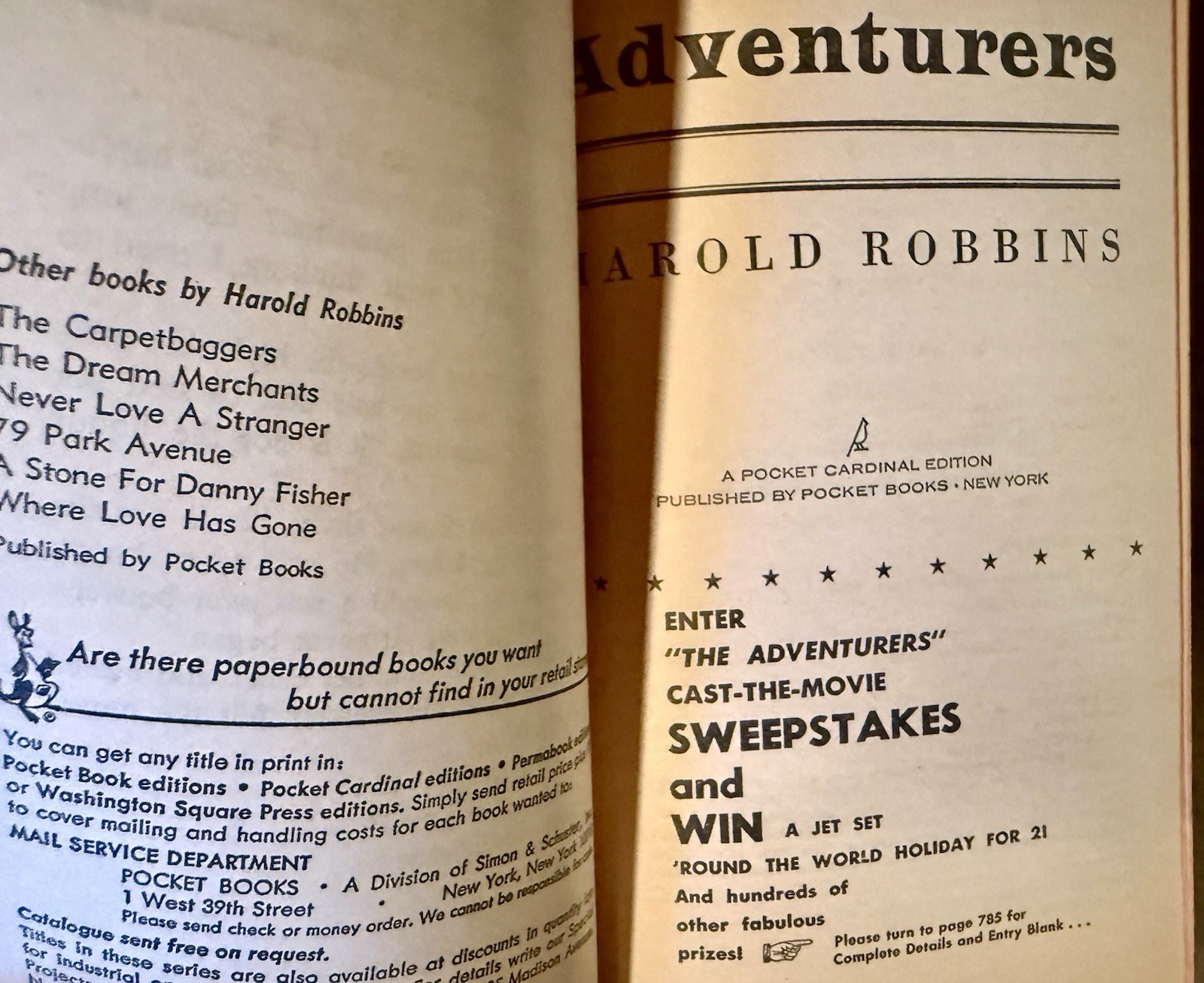 The Adventurers – Harold Robbins – Vintage 1966 Trident Press Pocket Books PB