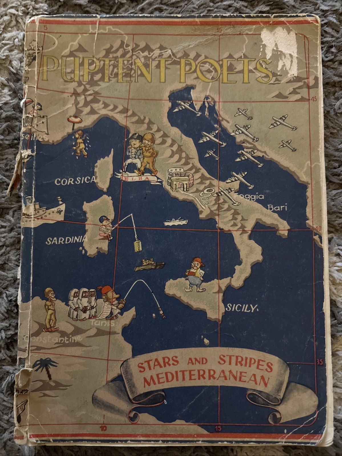 VINTAGE 1945 BOOK PUPTENT POETS OF THE STARS AND STRIPES MEDITERRANEAN ITALY