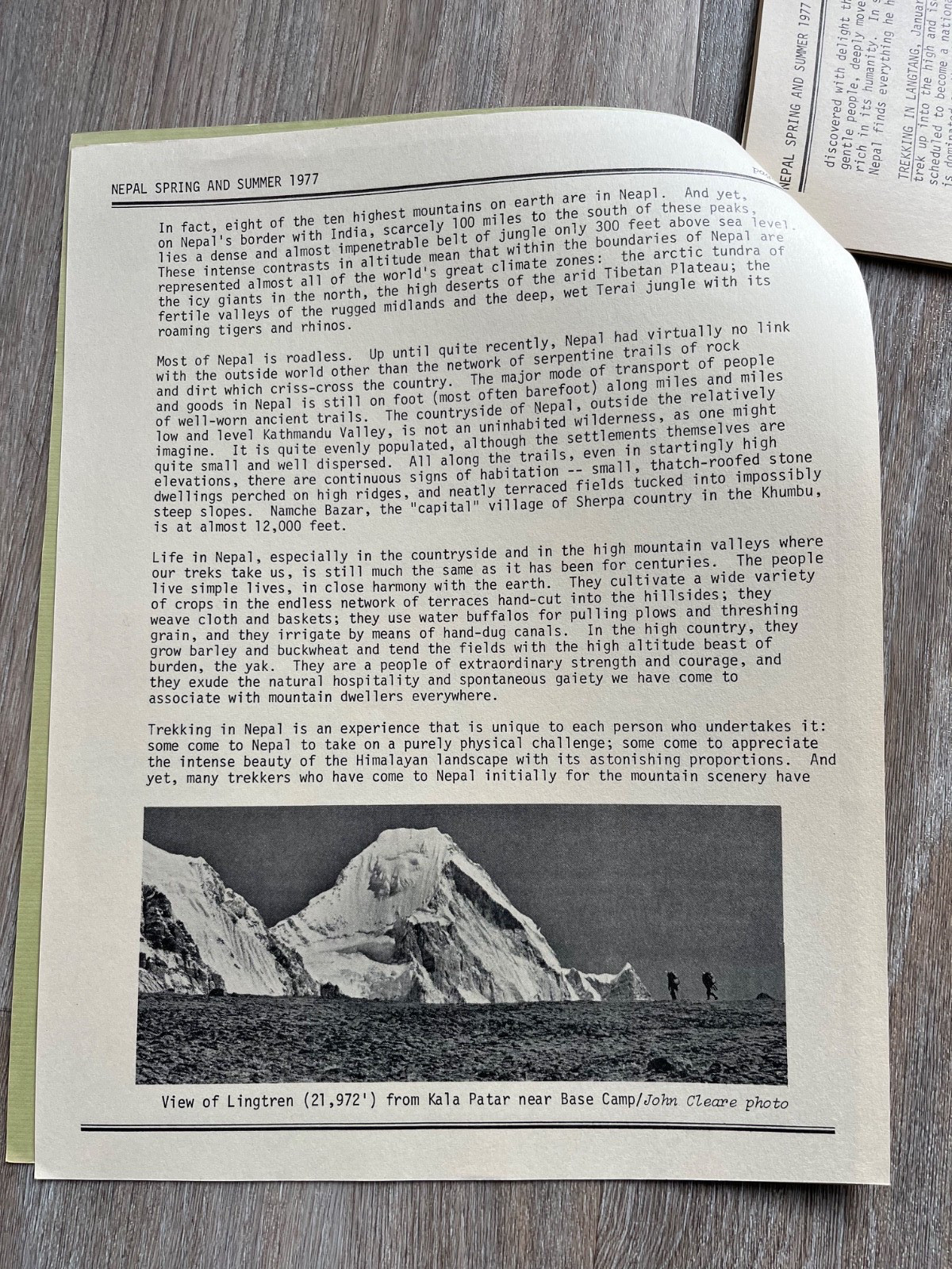 1977 nepal spring & summer – from mountain travel in california ( stapled )