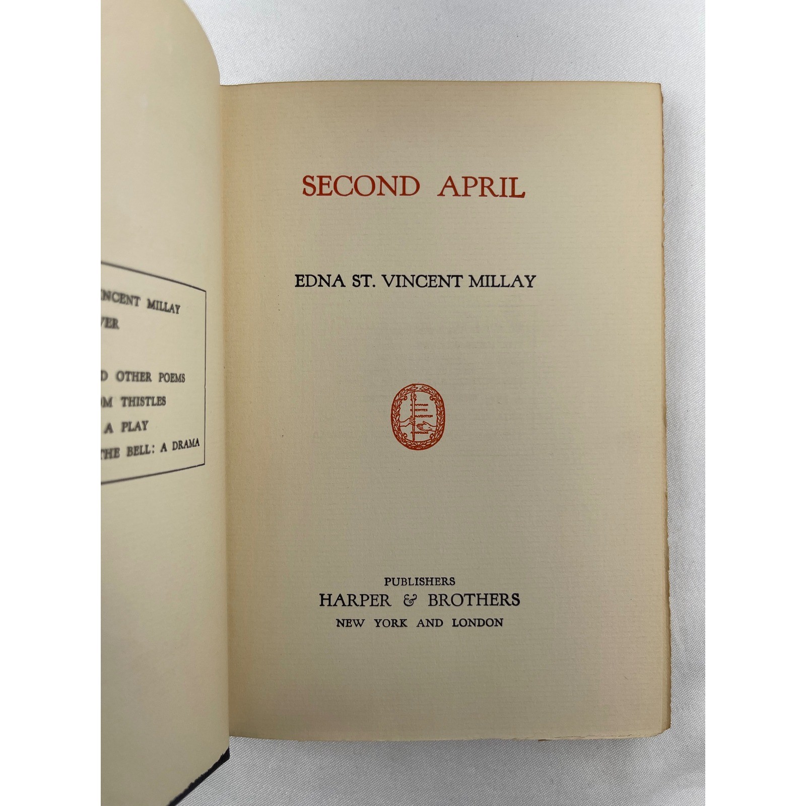 Edna St Vincent Millay Second April Poetry Hardcover Black Gold Vintage 1921