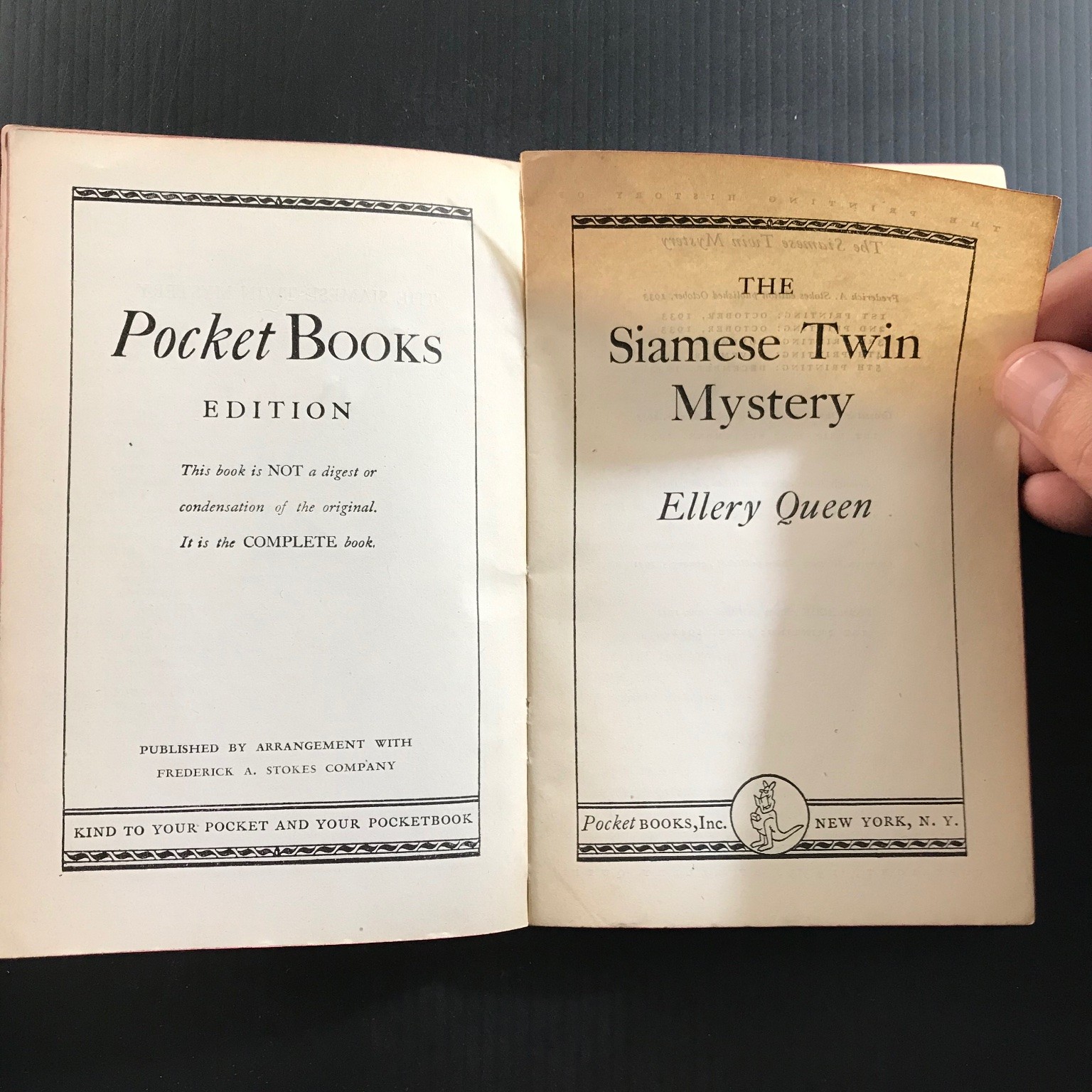 SIAMESE TWIN MYSTERY Ellery Queen Pocket Book Edition Vintage Mystery