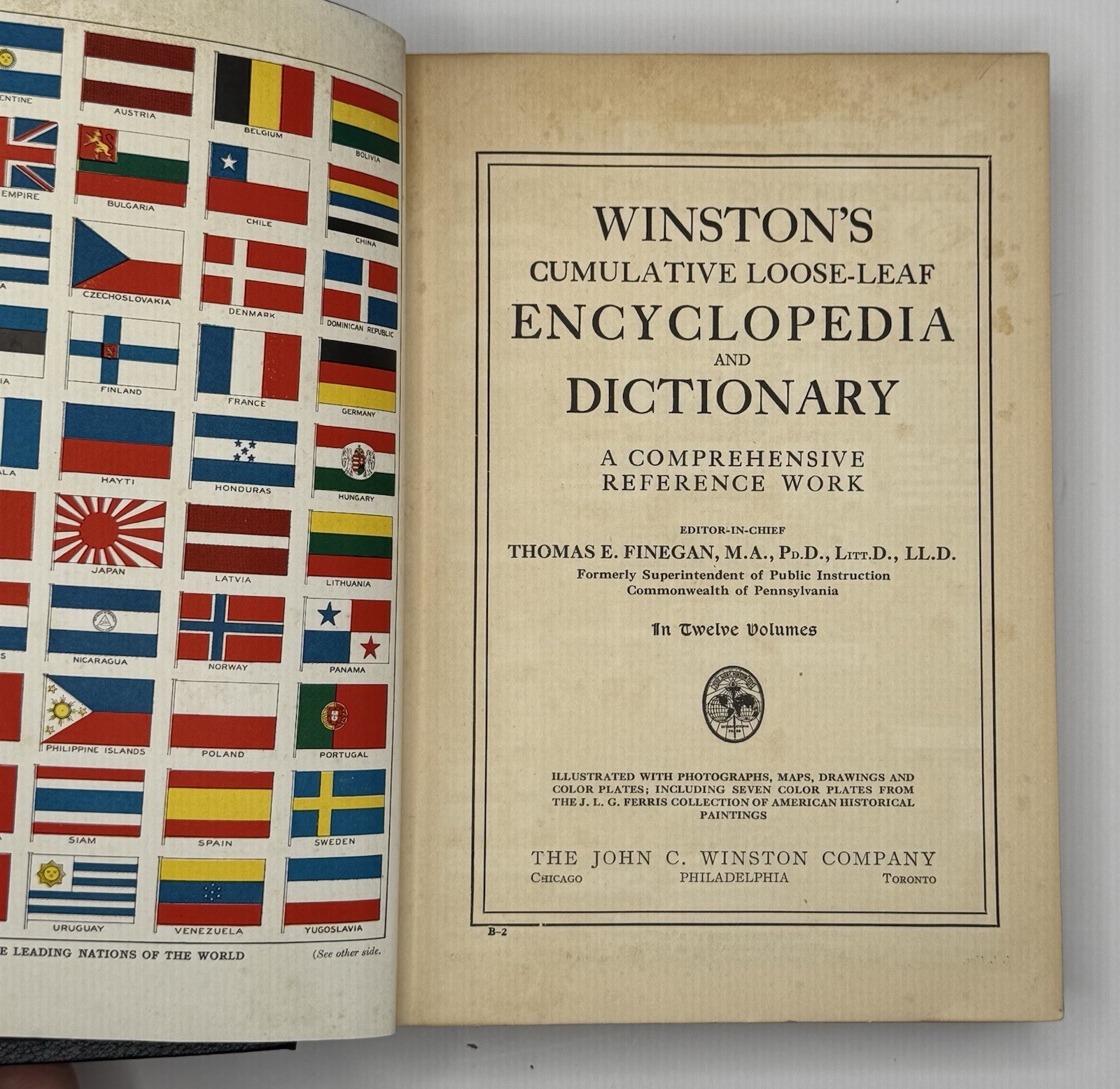Winstons Cumulative Loose Leaf Encyclopedia Dictionary Book I & II 1920s Pair