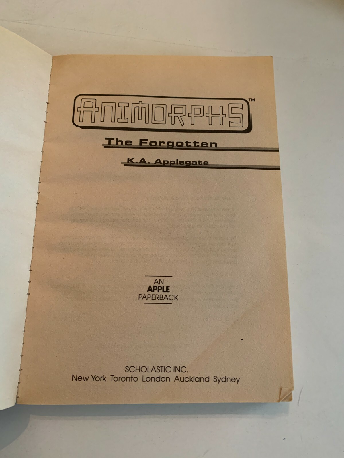 1997 Animorphs The Forgotten by KA Applegate Scholastic 1st Printing Softcover