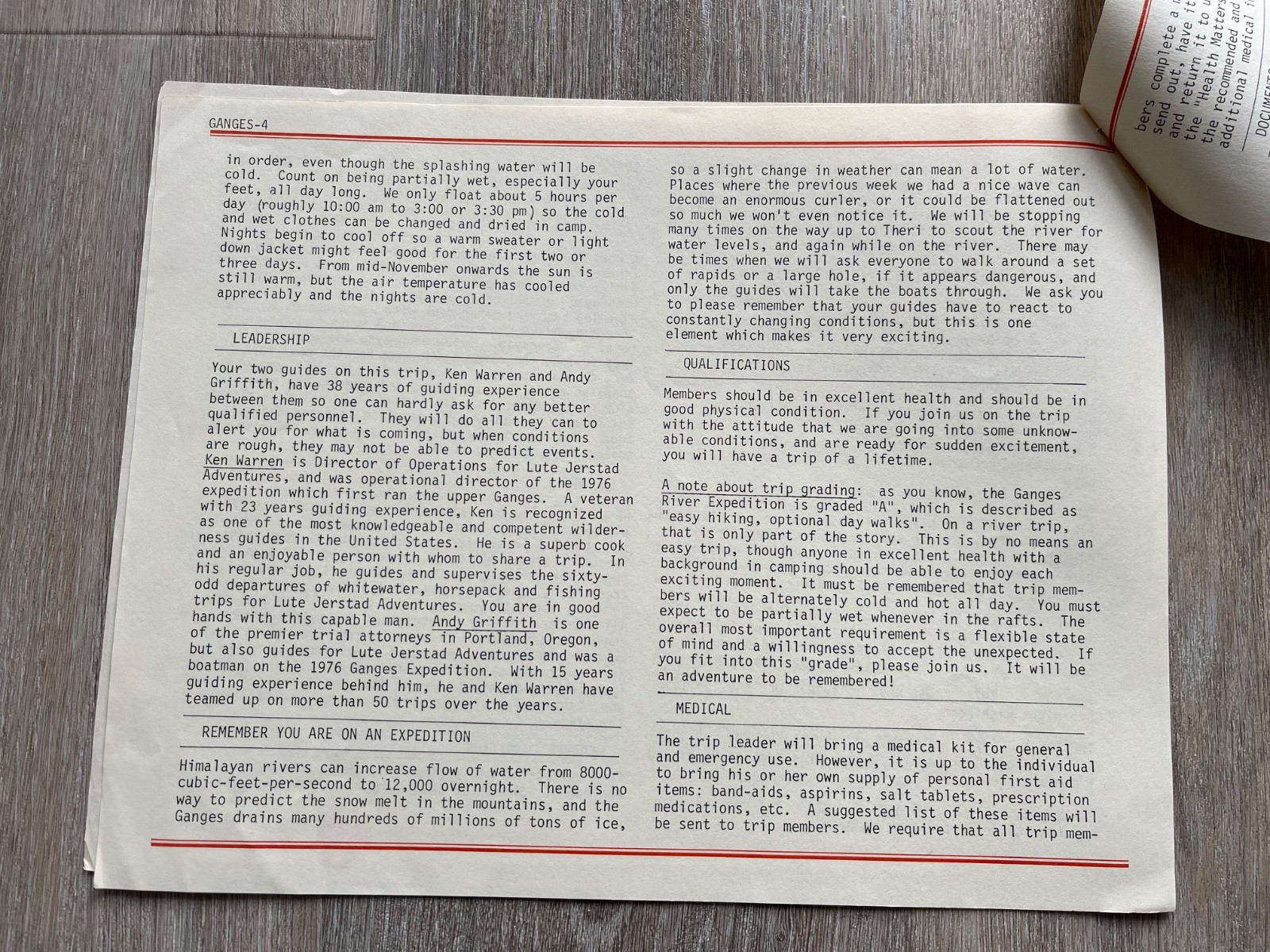 ganges river expedition 1978 from – mountain travel california ( stapled )