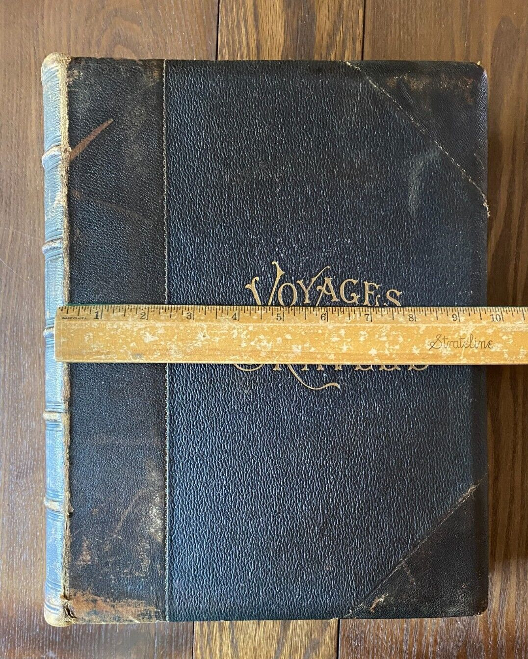 Voyages and Travels 1893 Vol. 1 S. Walker & Co. Illustrated Heavy Leather Cover