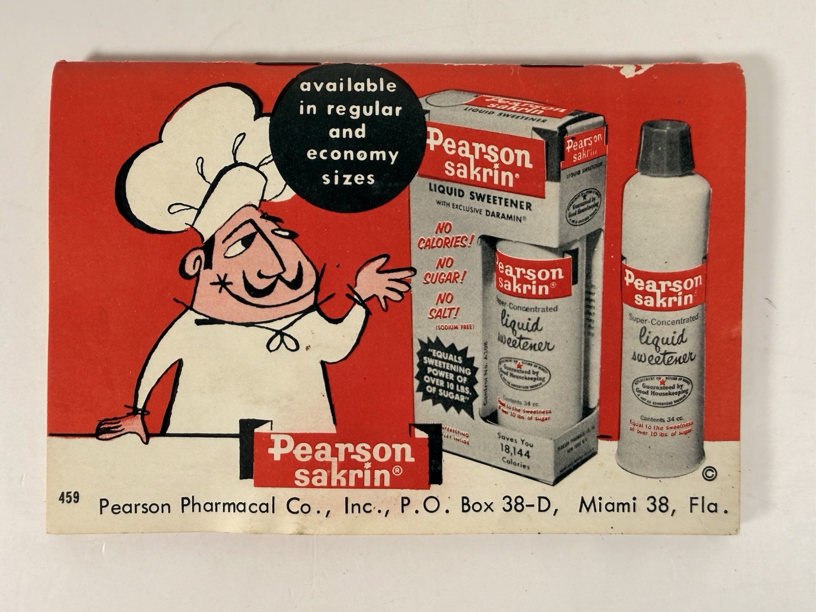 Vintage Pearson Sakrin Sugar Free Recipes Booklet Diet Sweetener Miami FL
