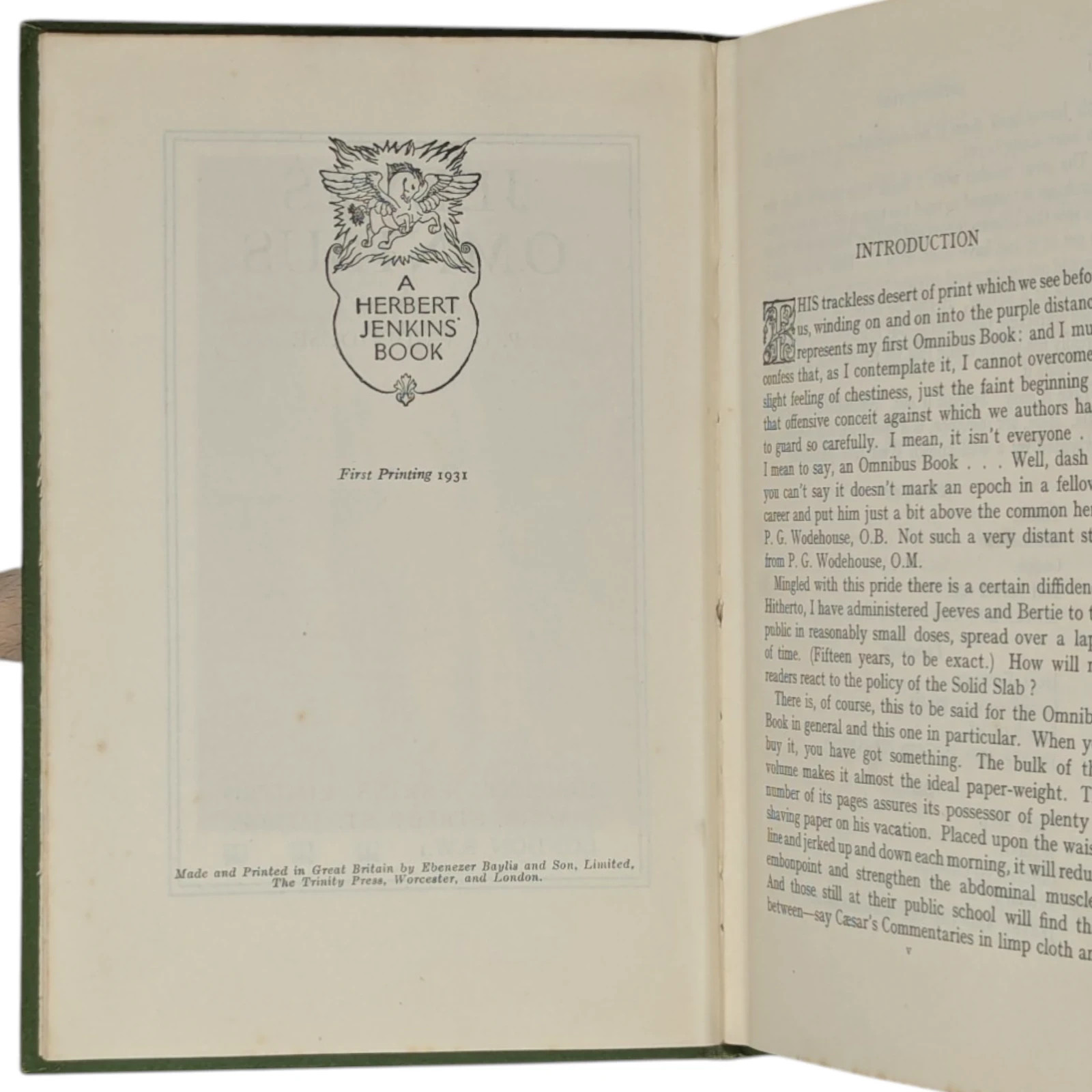 1931 Jeeves Omnibus PG WODEHOUSE Herbert Jenkins FIRST COLLECTED EDITION Wooster