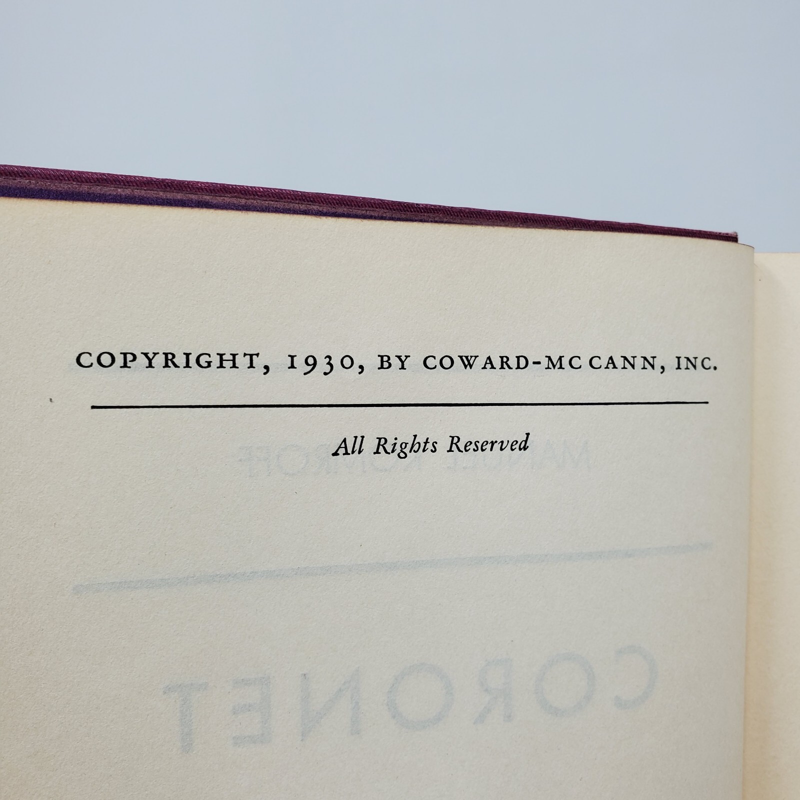 Coronet 1930 (Manuel Komroff, Literary Guild of America, Hardcover)