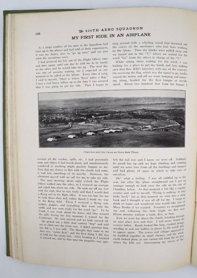 1920 World War I Aviation 639th Aero Squadron Book HC 1st Edition Illust. 126p