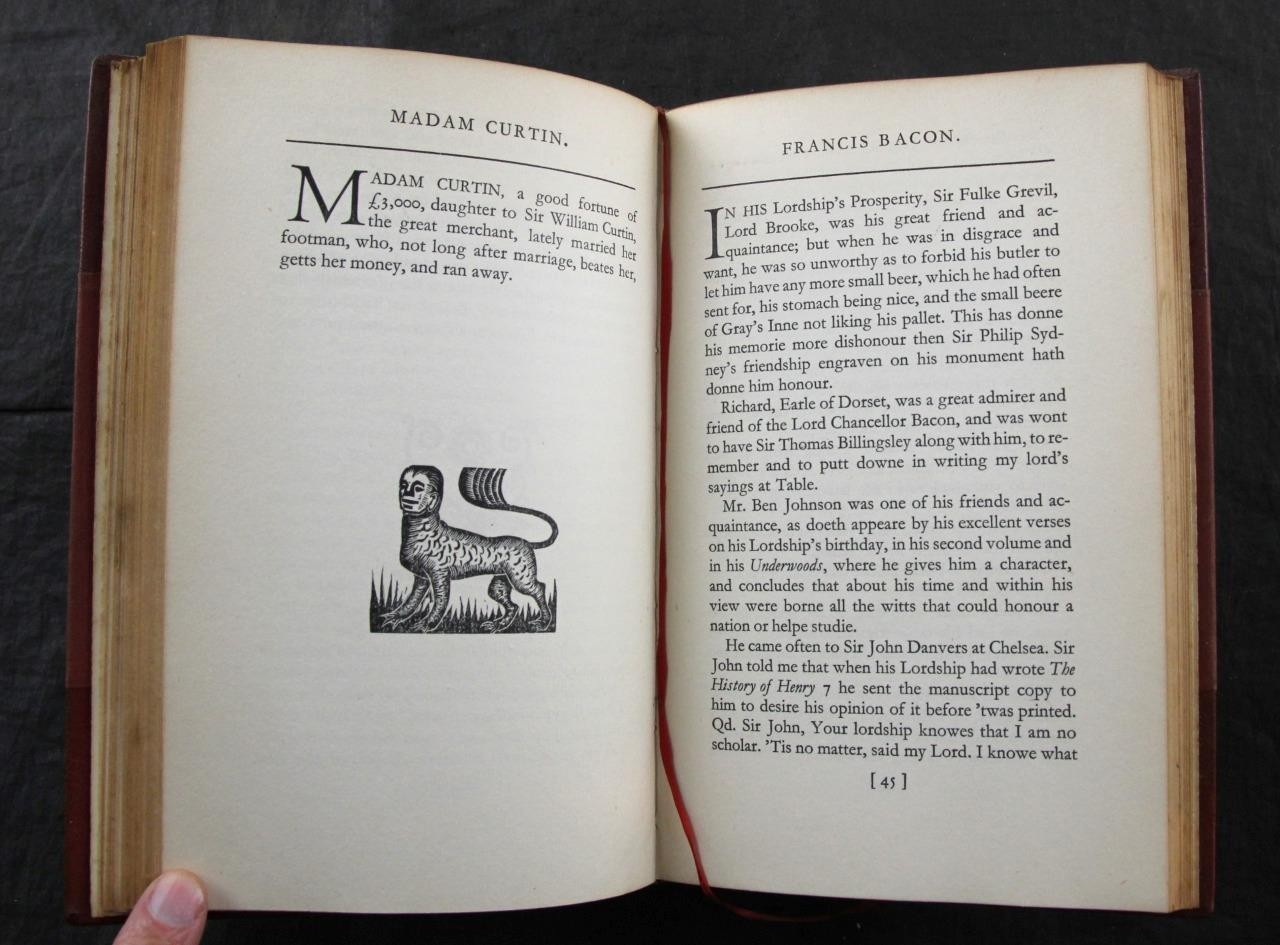 1931 JOHN COLLIER, SCANDAL & CREDULITIES of JOHN AUBREY, GILT MOROCCO BINDING