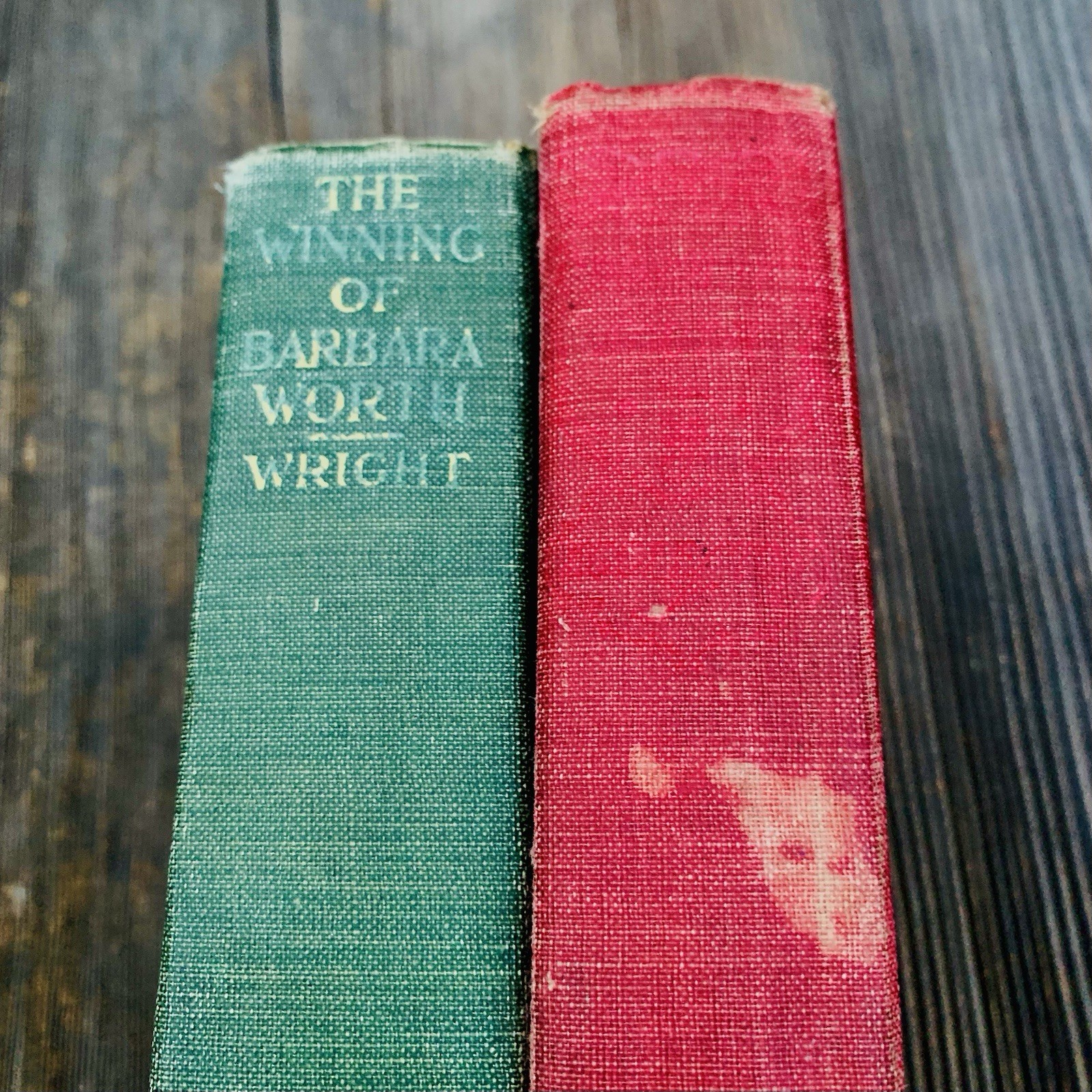 Early 1900s Shabby Antique Books Romance Novels Harold Bell Wright Red and Green