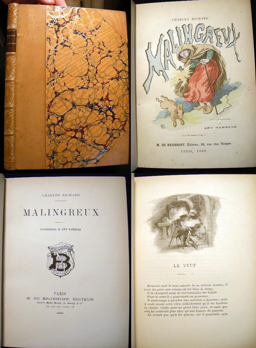 1886 NICE CALF LEATHER BOUND MALINGREUX ARY GAMBARD DE BRUNHOFF CHARLES RICHARD
