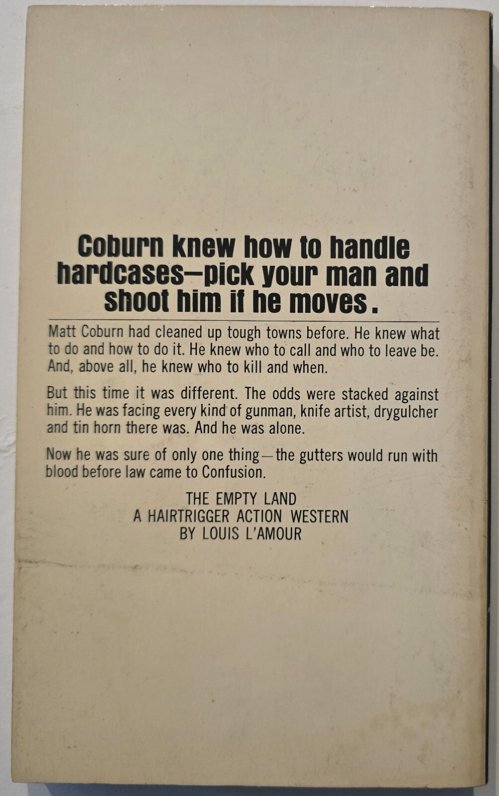 The Empty Land H3935 1969 PBO 1st Paper Back Printing By Louis L‘ Amour Lamour