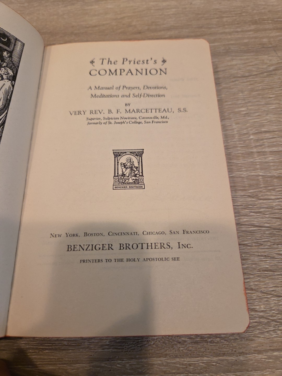 Vintage 1932 The Priest’s Companion Marcetteau Catholic Prayers Devotions