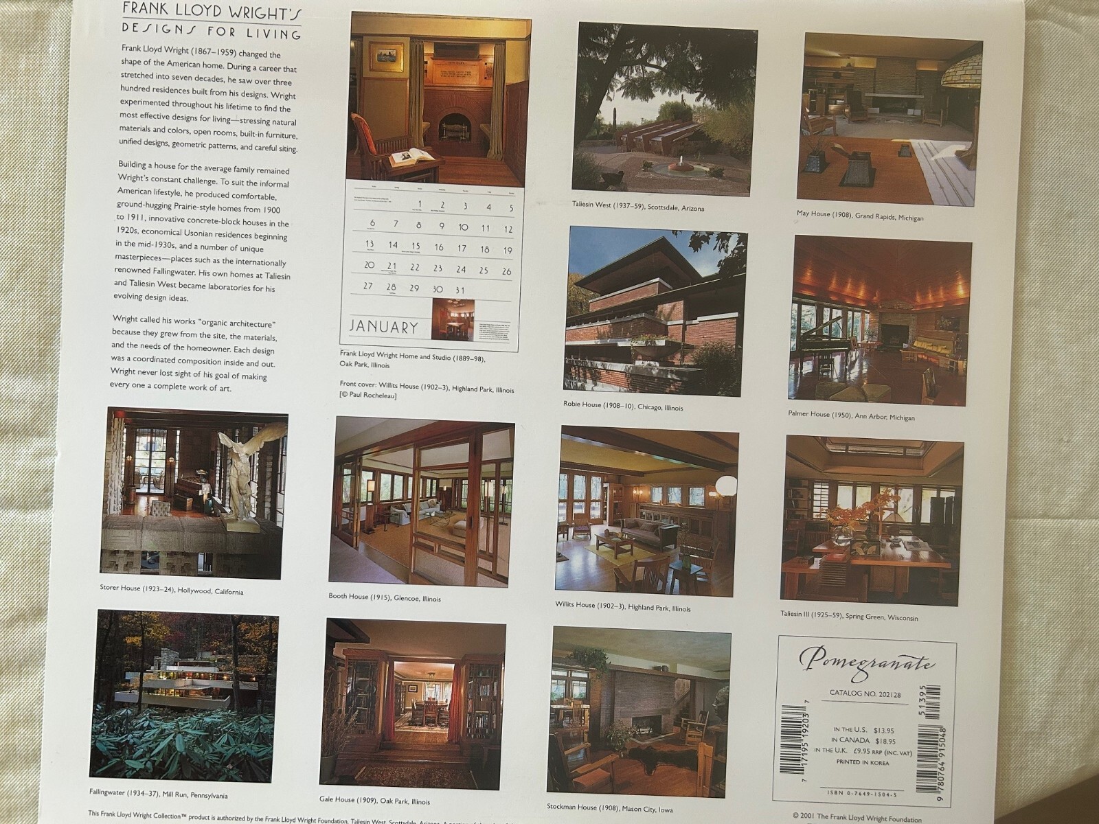 (12) Frank Lloyd Wright Calarenders 2000, 2002-2005, 2005, &, 7, 2009-2012