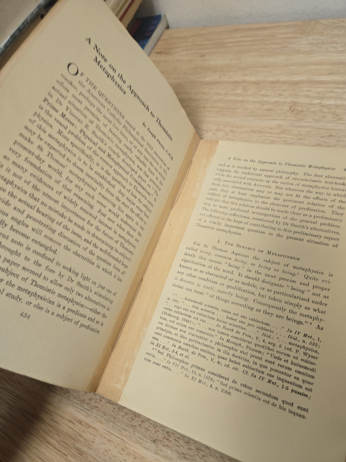 1954 Vintage Booklet: Note On The Approach To Thomistic Metaphysics