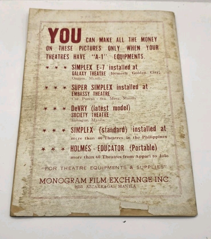 1946 Philippines Monogram’s Film Exchange Inc., 15th Anniversary.Used.