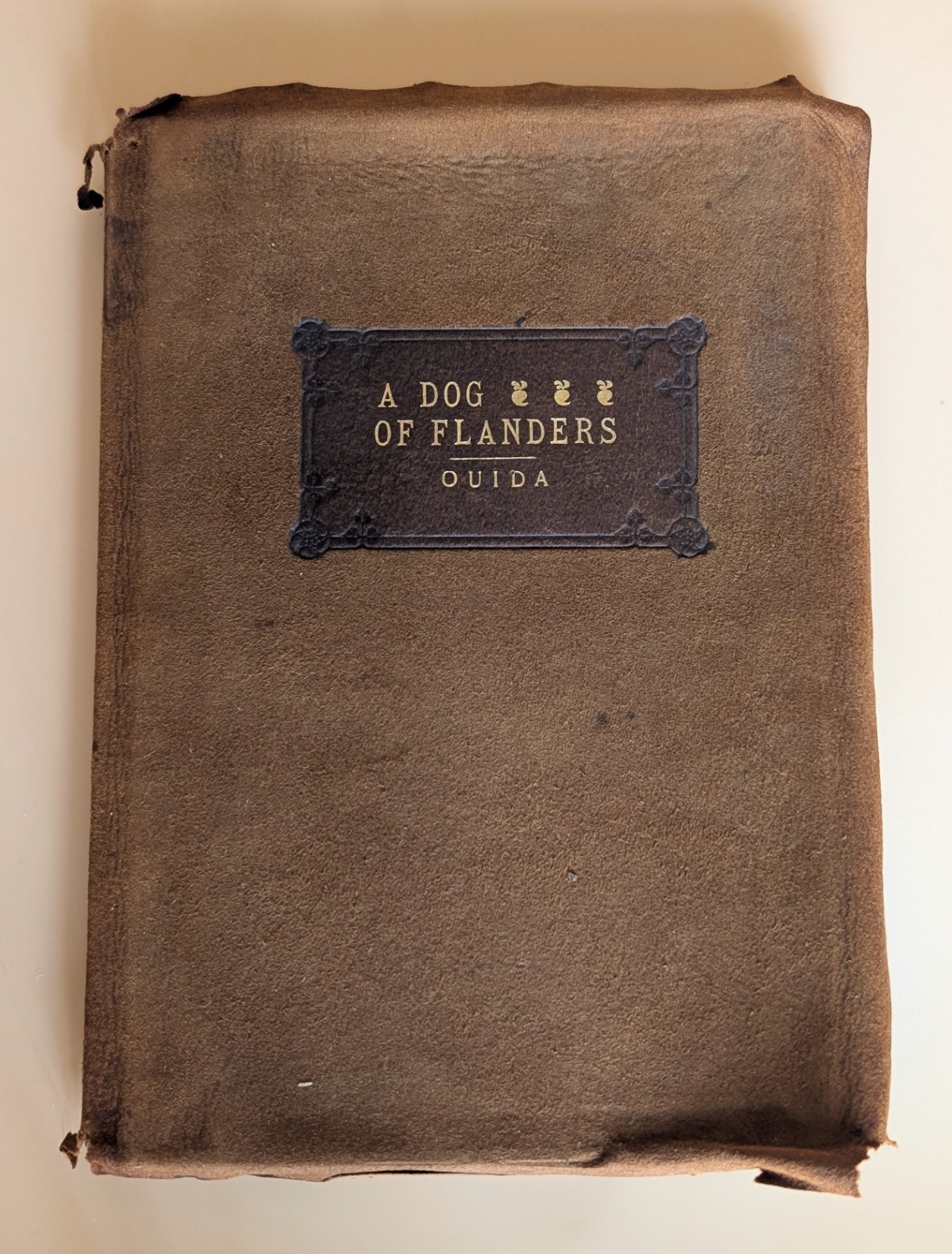 1906 Roycroft A Dog of Flanders Ouida Elbert Hubbard Suede Binding Antique Book