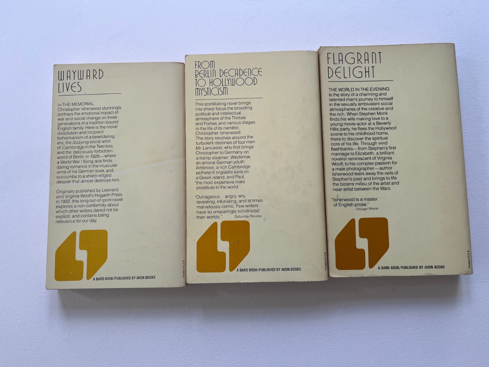 CHRISTOPHER ISHERWOOD lot of 3 vintage paperbacks 1970’s Don Bachardy cover art