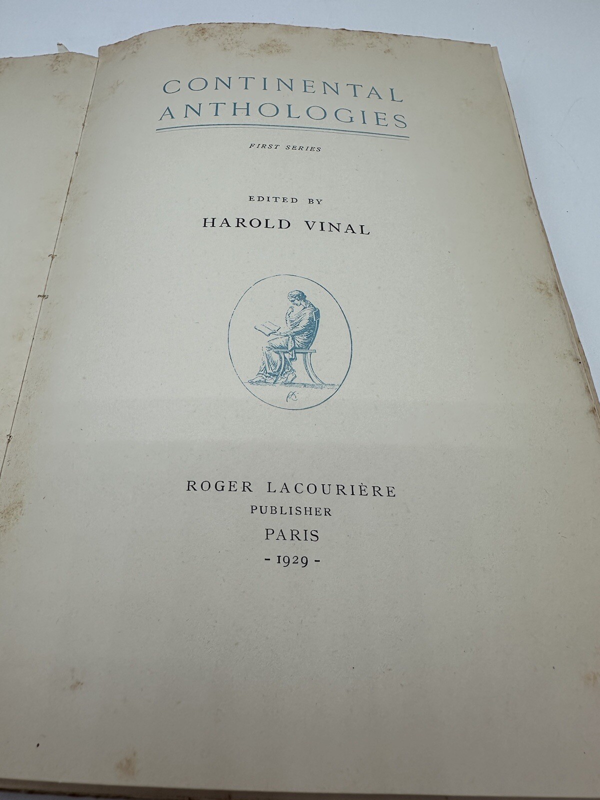 1929 Book – Continental Anthologies