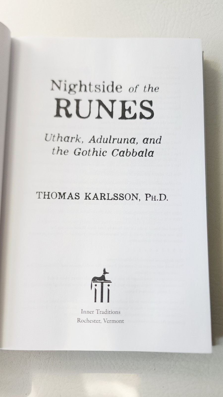 Nightside of the Runes – Thomas Karlsson – Inner Traditions 2019 Hardcover w/DJ