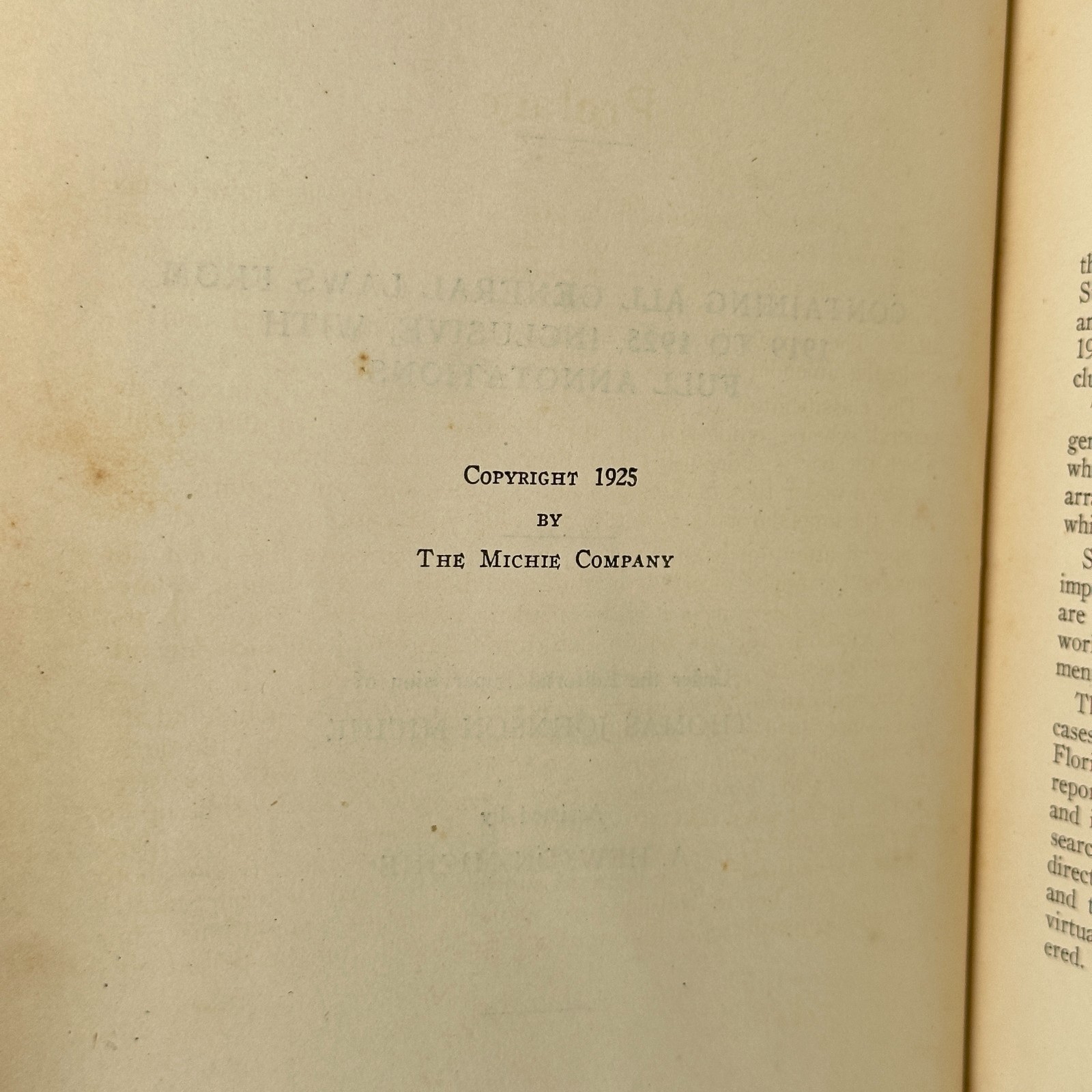1925 Florida Law „Florida Cumulative Statutes“ Michie (Hardcover, Quincy, FL)