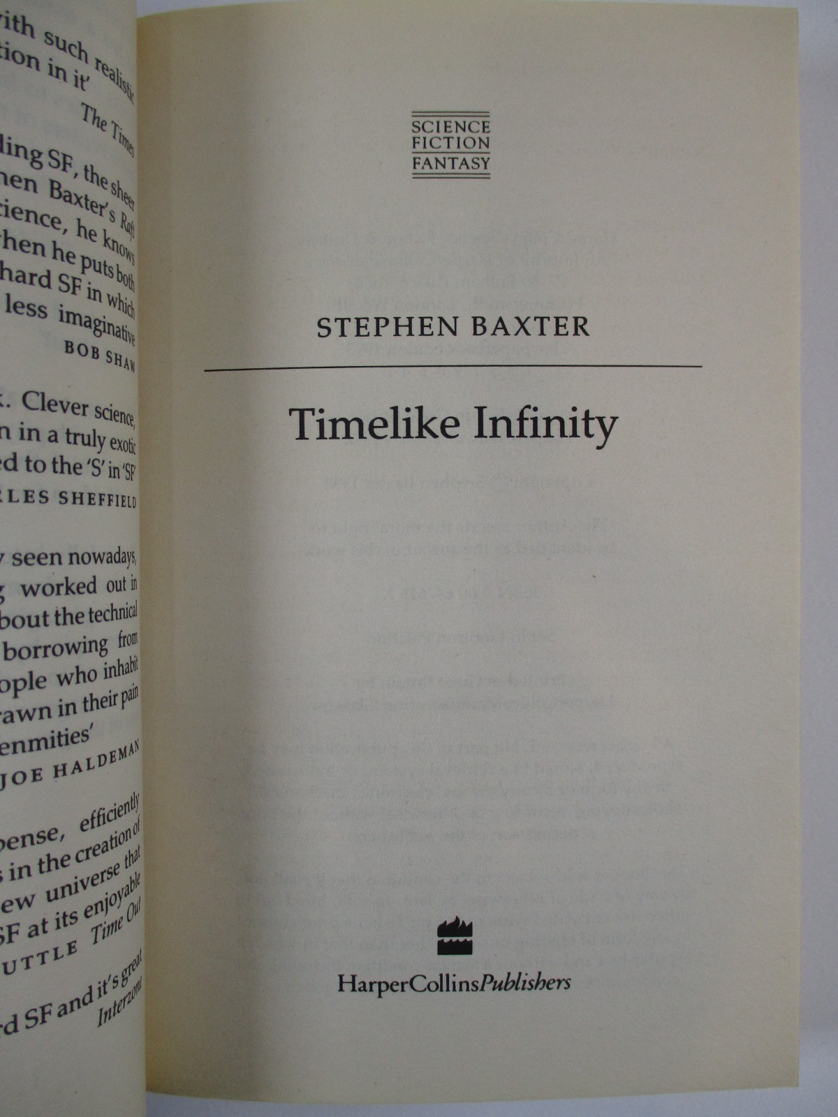 „Timelike Infinity“ Stephen Baxter 1993 1st Paperback Edition HarperCollins