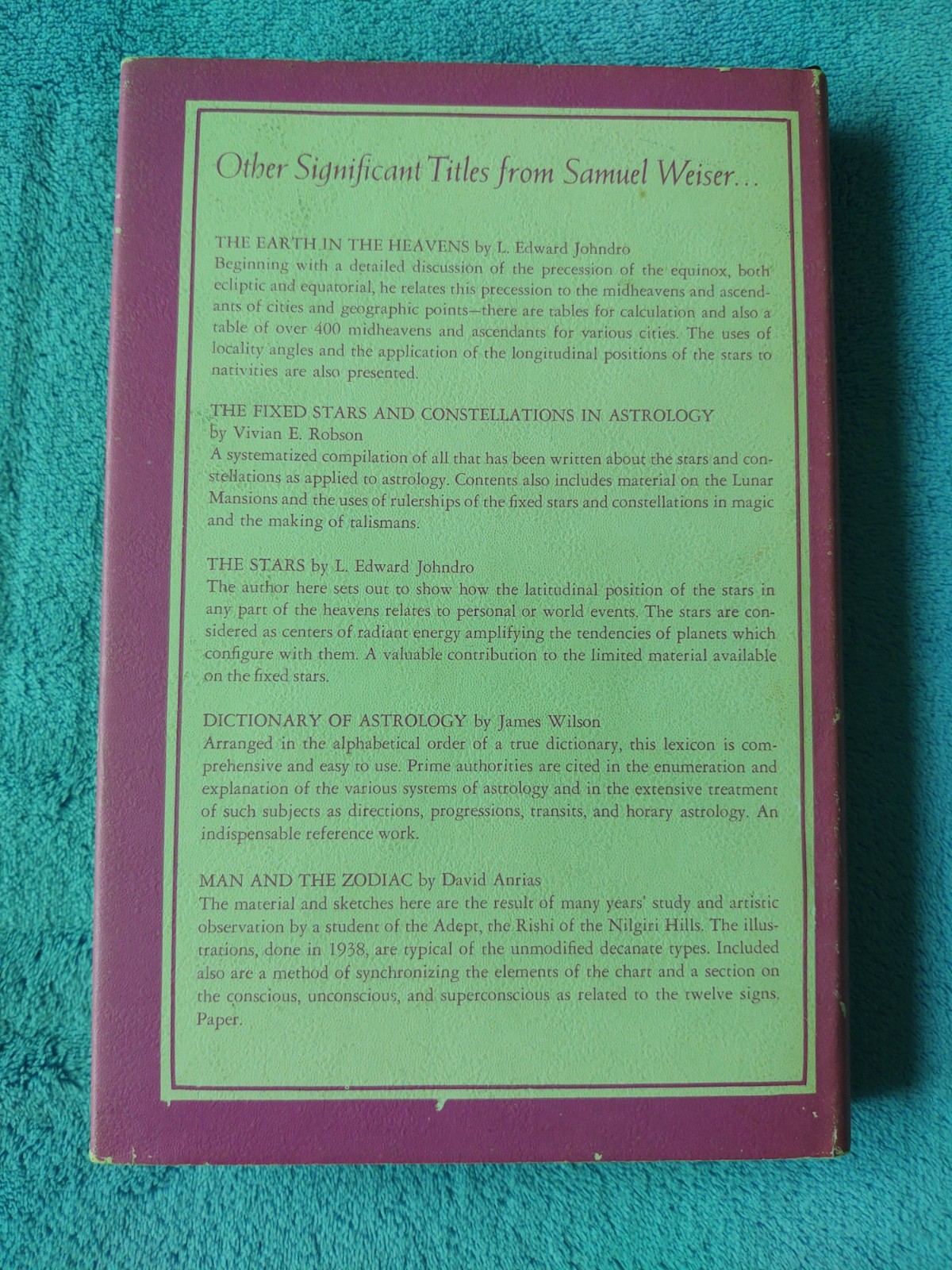 Prenatal Epoch E H Bailey Samuel Weiser 1974 Hardcover DJ Astrology Rectificatio