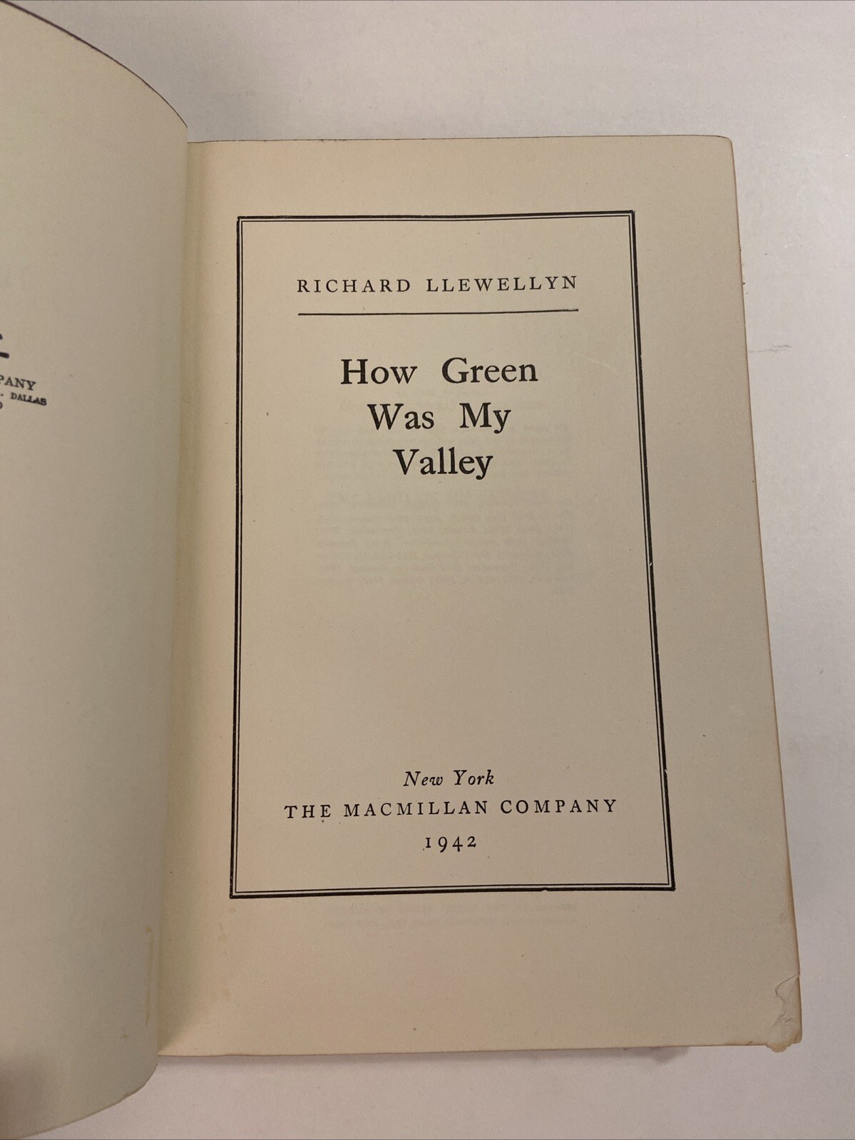 How Green was my Valley – Richard Llewellyn – 1942 – Good Condition – Ex Libris