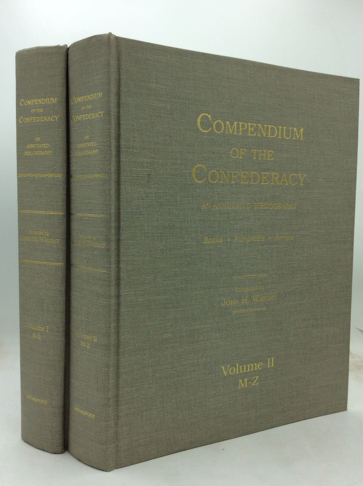 COMPENDIUM OF THE CONFEDERACY – John Wright – 1989 1st ed – 2 vol – bibliography
