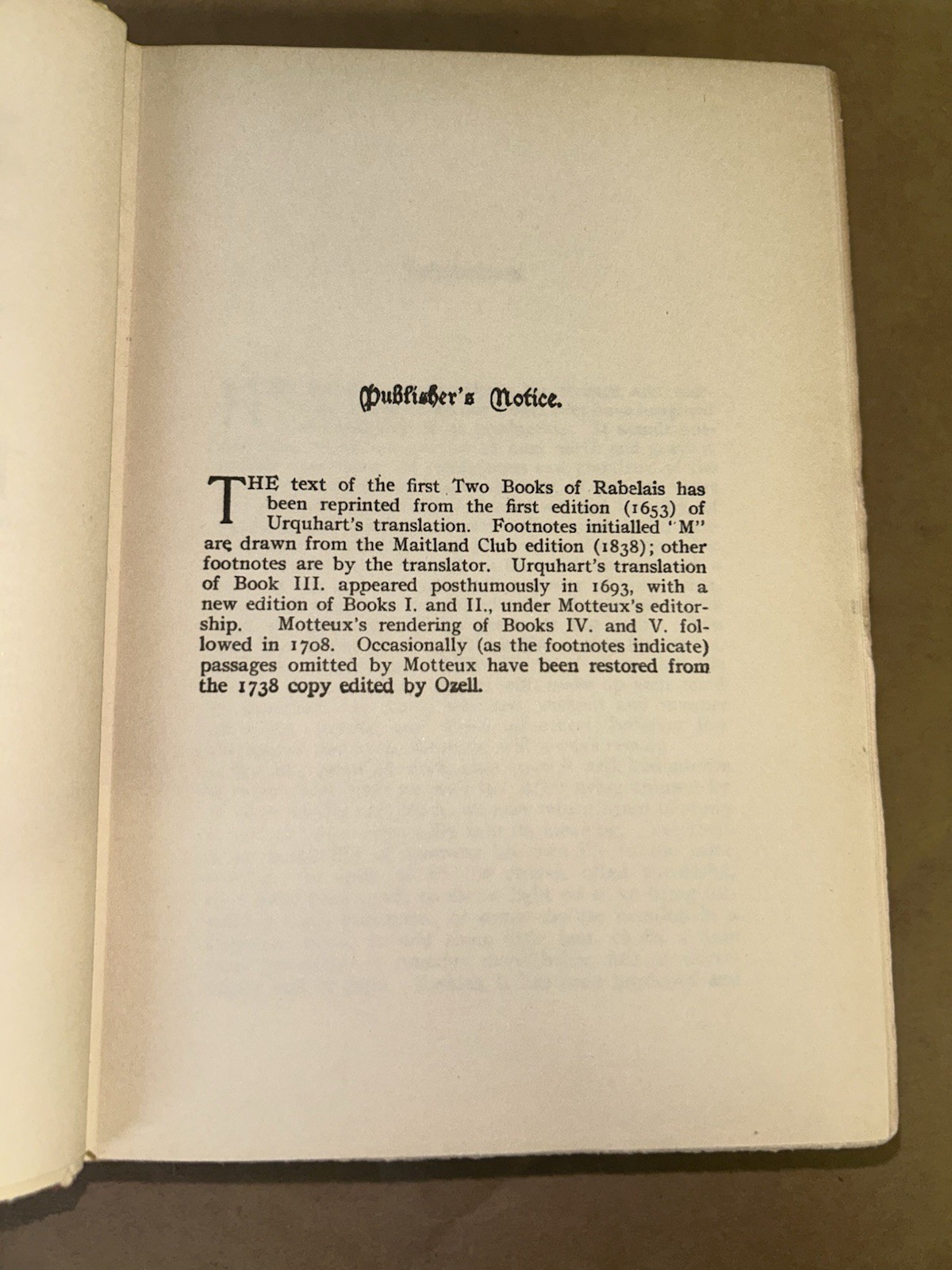 The Works of Rabelais translated by Urquhart and Motteux with Variorum Notes R1