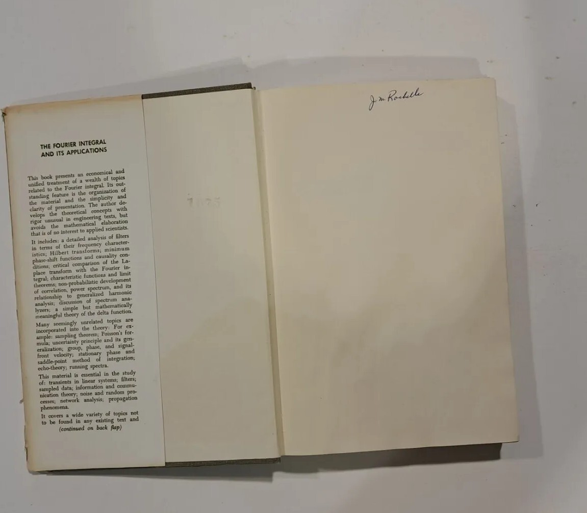 RARE The Fourier Integral and Its Applications 1962 ELECTRICAL ENGINEERING 193