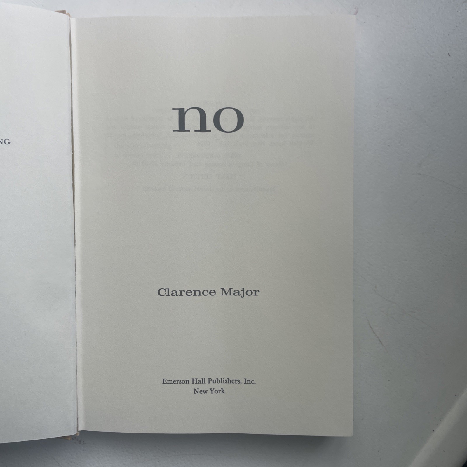 SIGNED Clarence Major- NO (1973) Hardcover Inscribed copy- 1st – VG+ DUST COVER