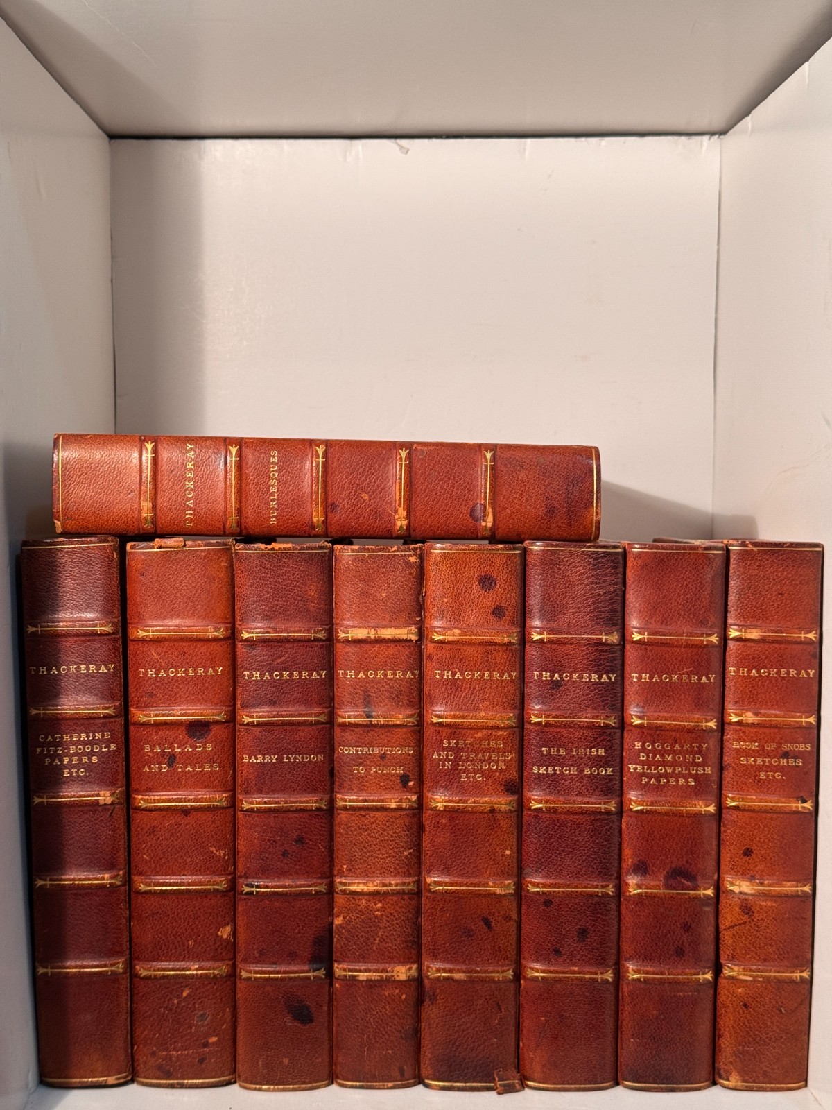 HOGGARTY DIAMOND / YELLOWPLUSH by William Makepeace Thackeray 3/4 Leather Bound
