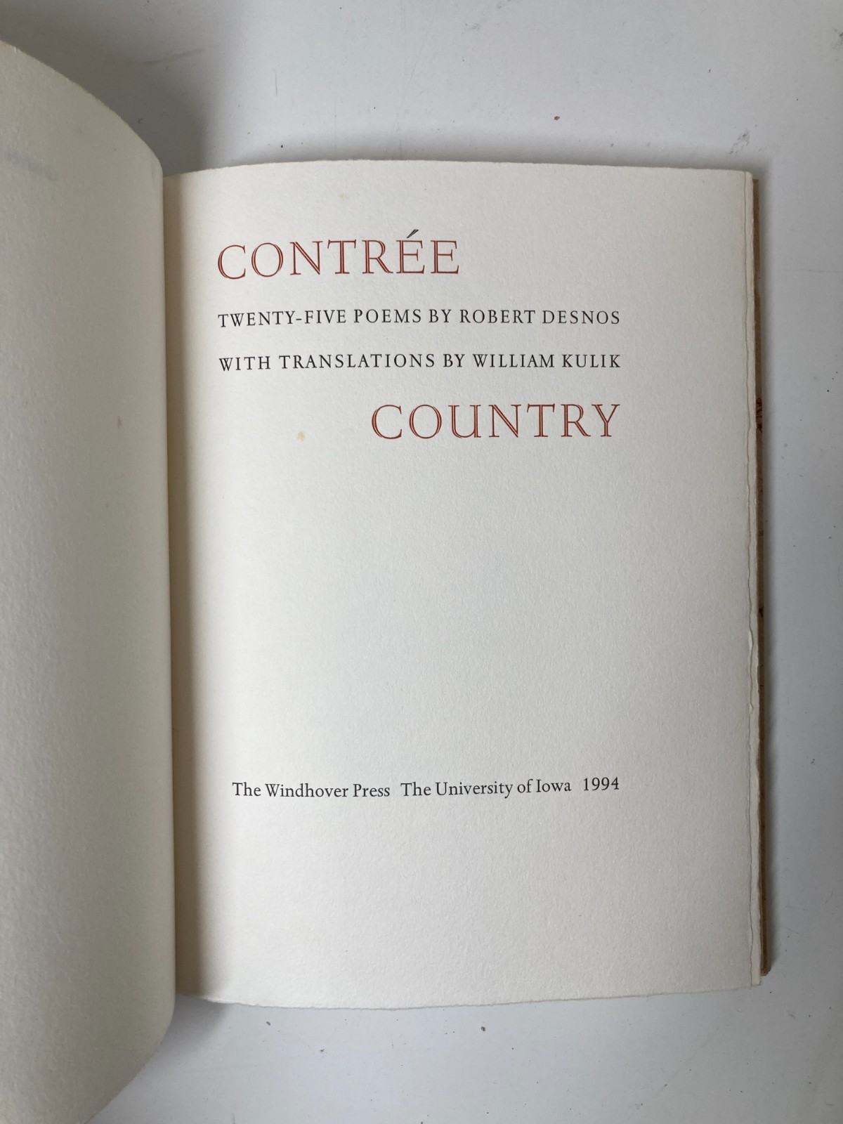Windhover Press: Robert Desnos Contrée / Country — Letterpress Poetry