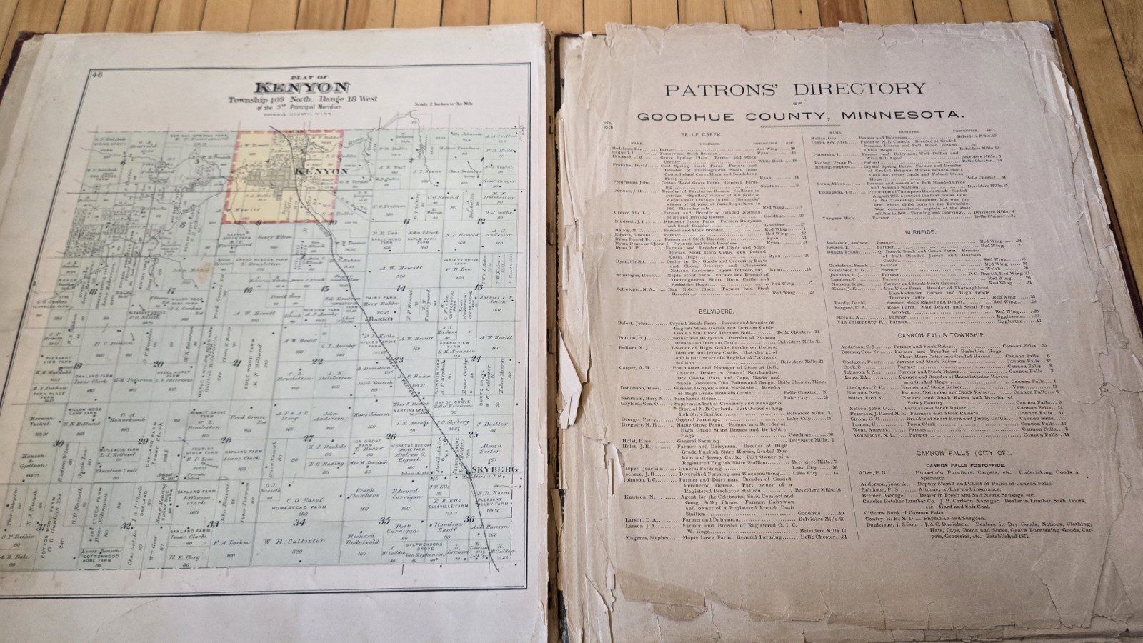 1894 Goodhue County Minnesota Plat Book Atlas HUGE Maps Red Wing Cannon Falls MN