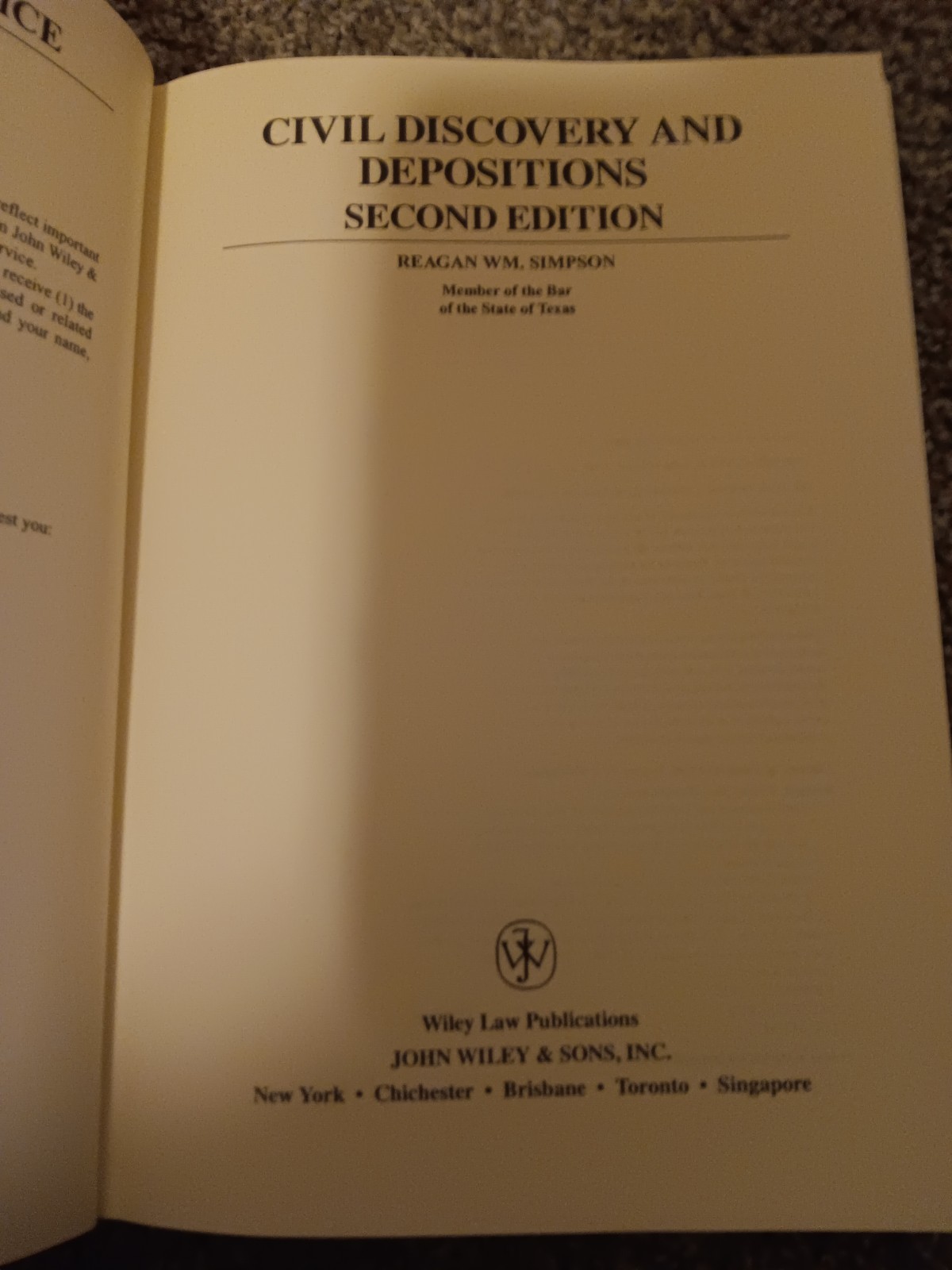 RARE/SIGNED – Civil Discovery and Depositions by Simpson, 1994 HC Law
