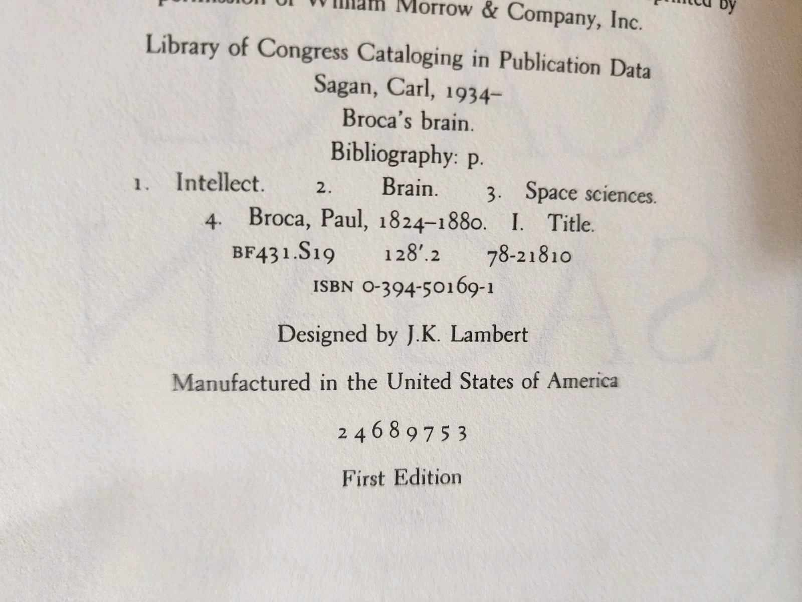 BROCA’S BRAIN Carl Sagan SIGNED 1st Edition SCIENCE Essays ALIENS 1979 HCDJ