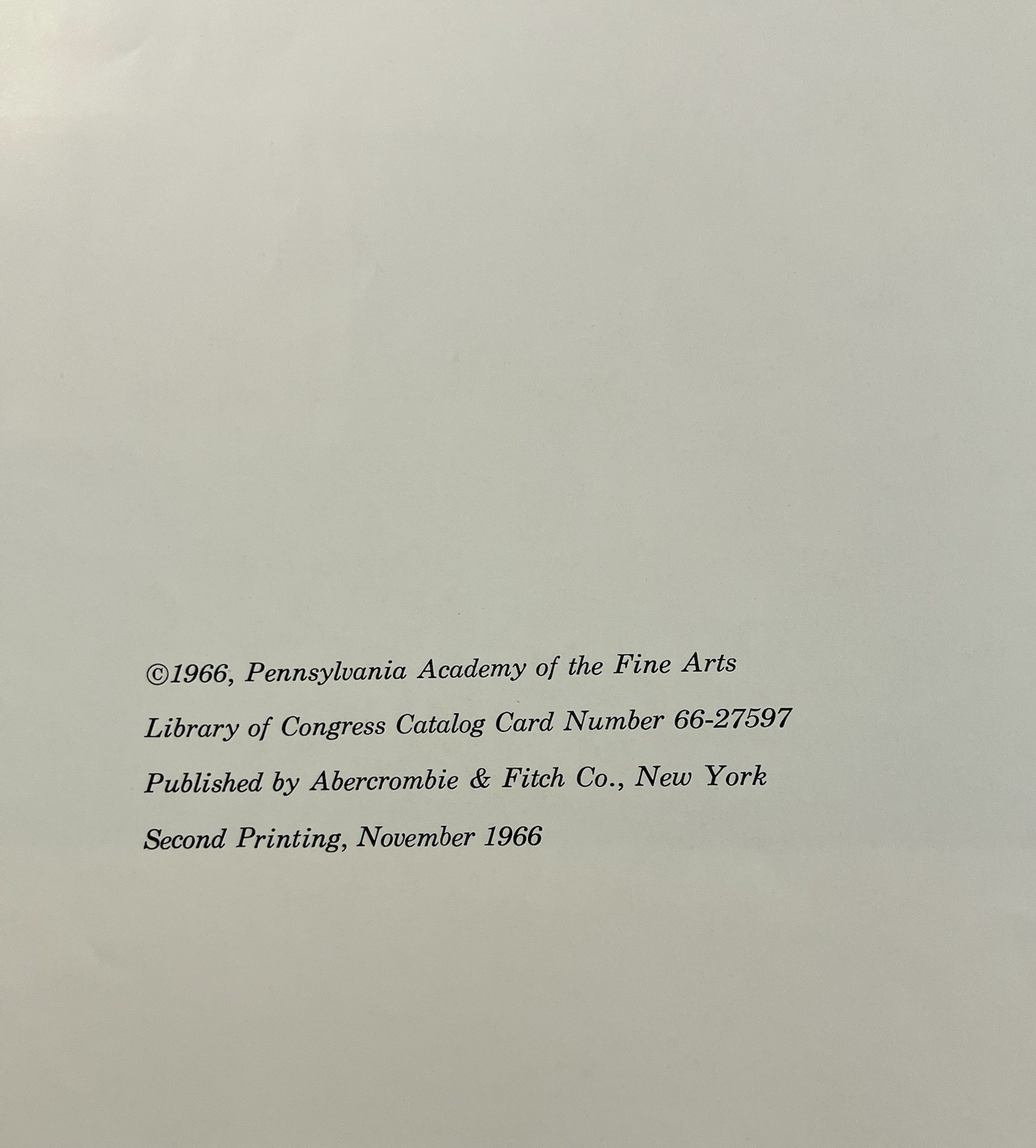 Andrew Wyeth 1966 Exhibition Pennsylvania Academy Fine Arts Second Printing