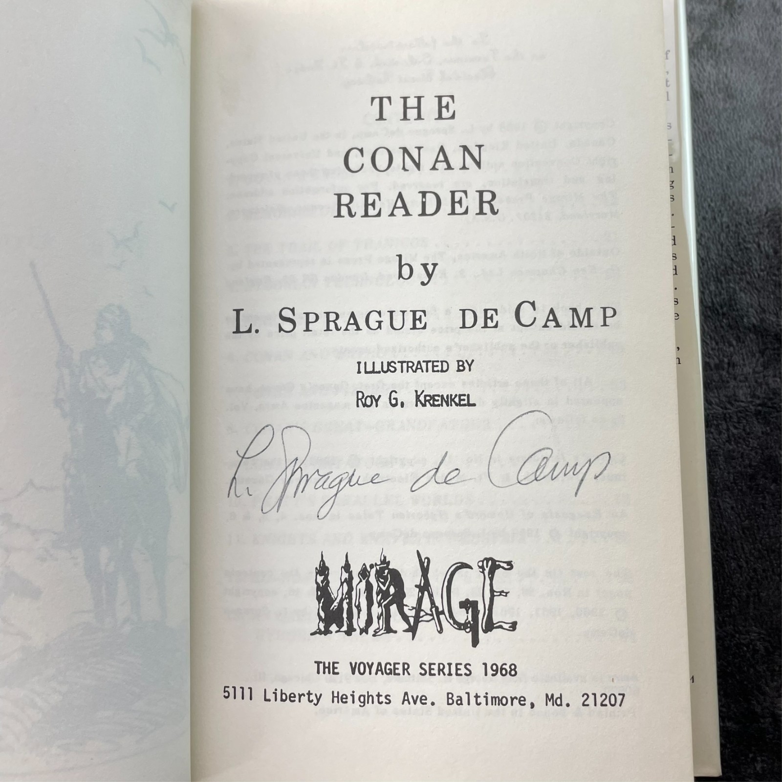 Conan Reader L Sprague De Camp Signed Limited HC 1968 Roy G Krenkel Mirage