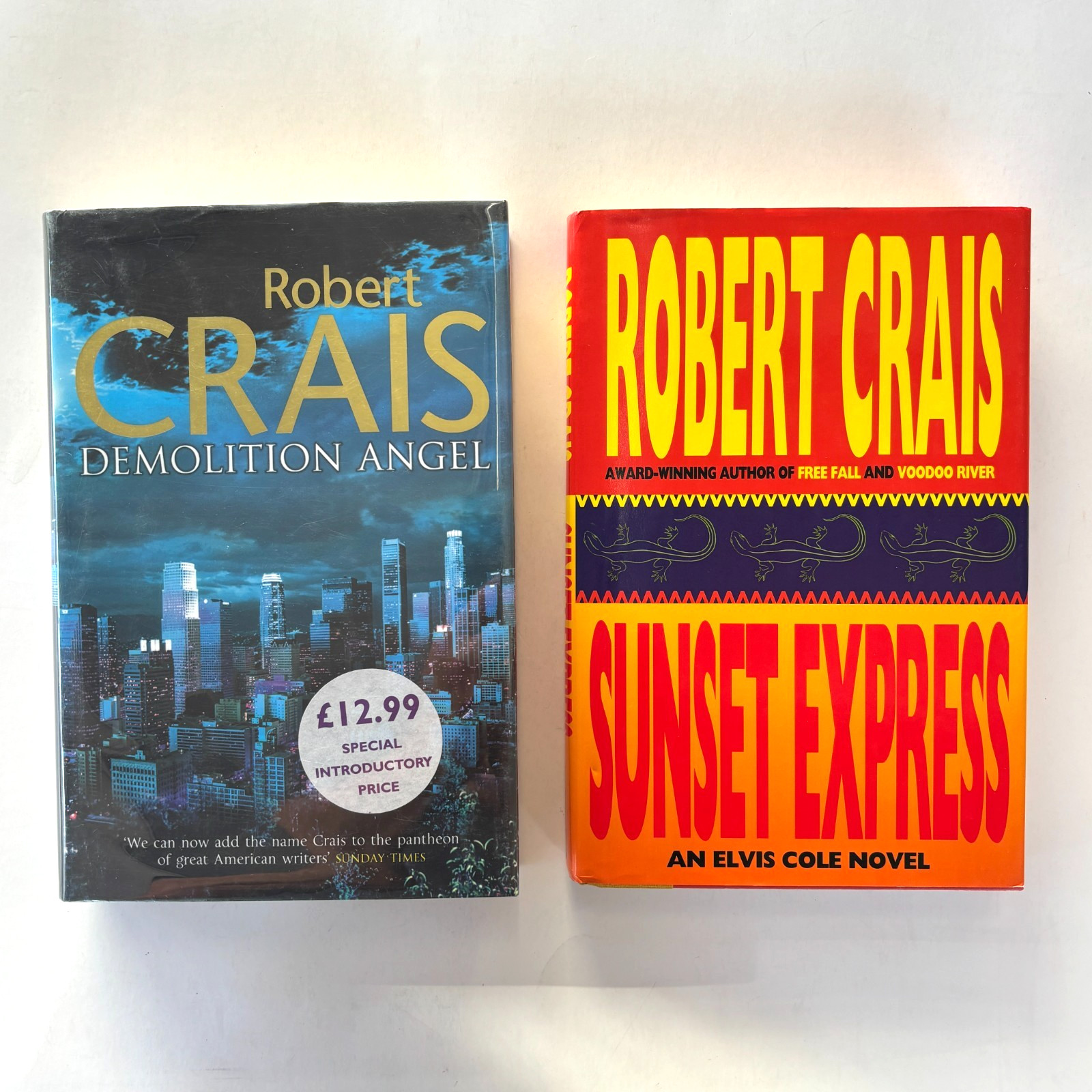 Lot of 2 SIGNED Robert Crais: Demolition Angel & Sunset Express – First Editions