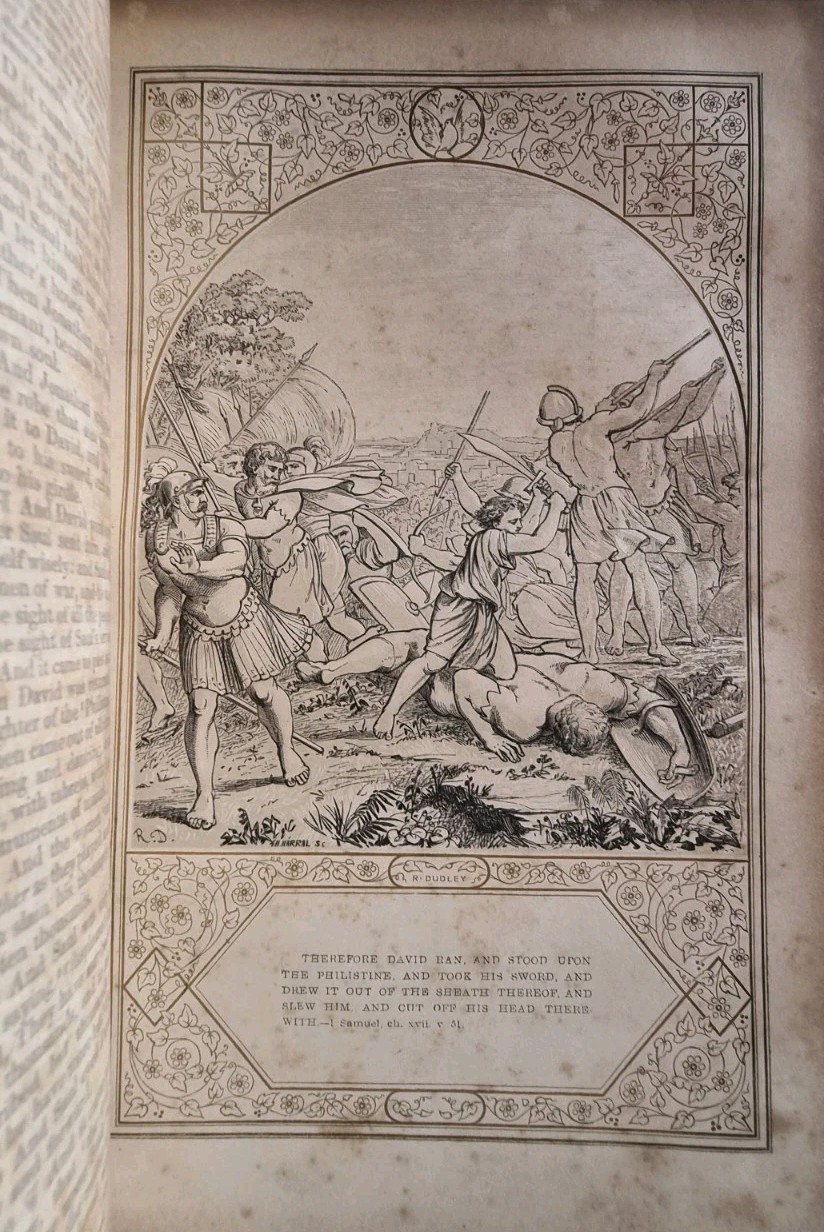 Holy Bible Uncommon Embossed Binding Illustrated Raphael’s Pictures on Wood 1862