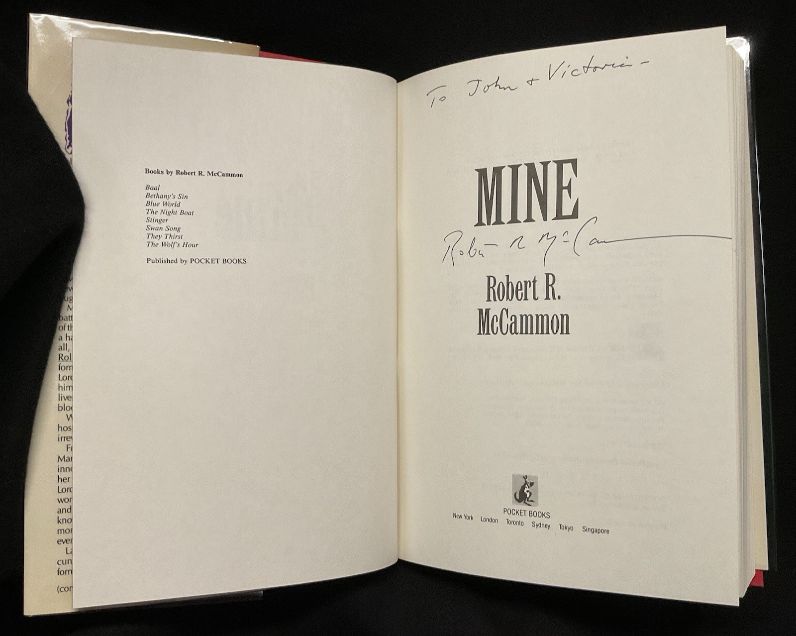 Mine by Robert McCammon (1990) Signed/Inscribed Hardcover First Edition VG Cond