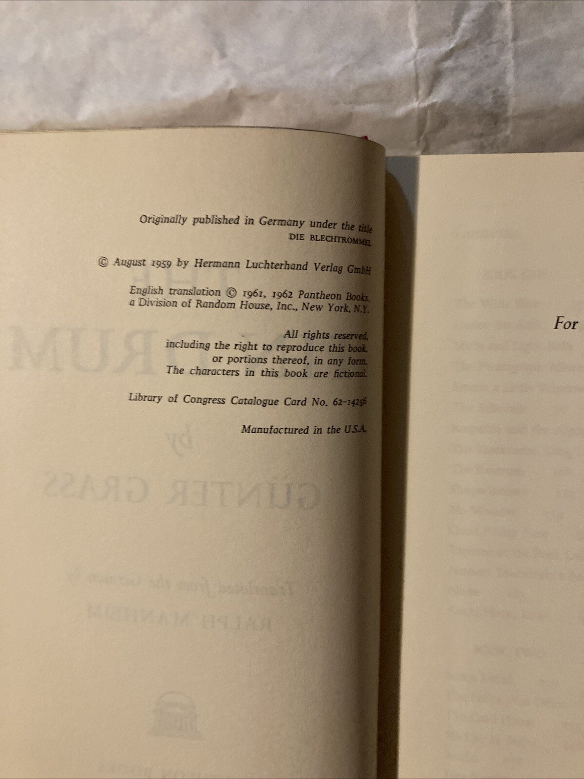 The Tin Drum (HCDJ, 1962, First US Edition & Printing) Gunter Grass