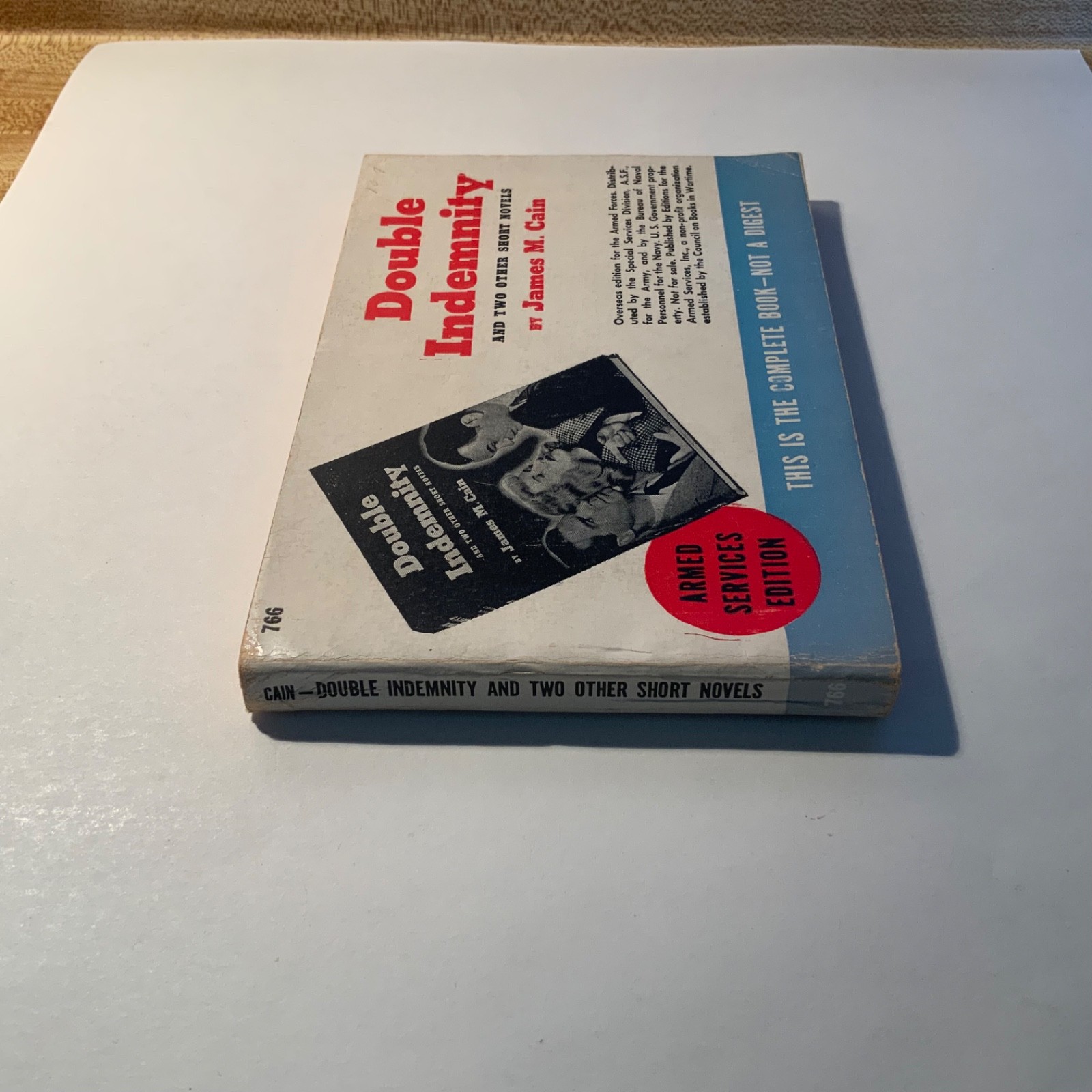Double Indemnity by James M. Cain 1945 Armed Services Edition 766 – Very Good+