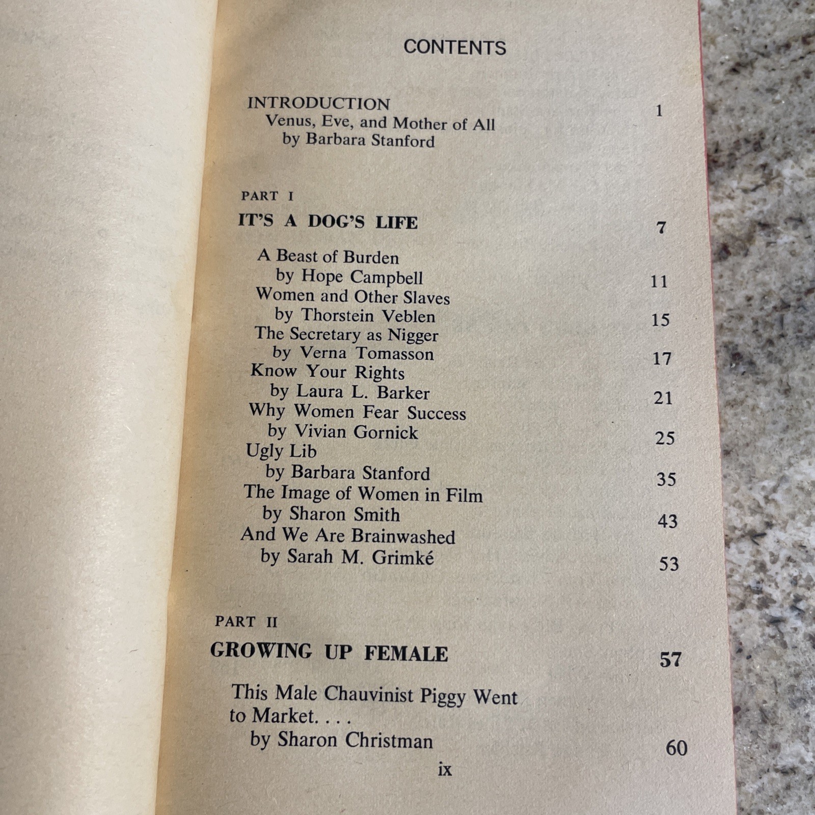 On Being Female An Anthology (edited By Barbara Stanford) 1st Ed. Paperback 1974